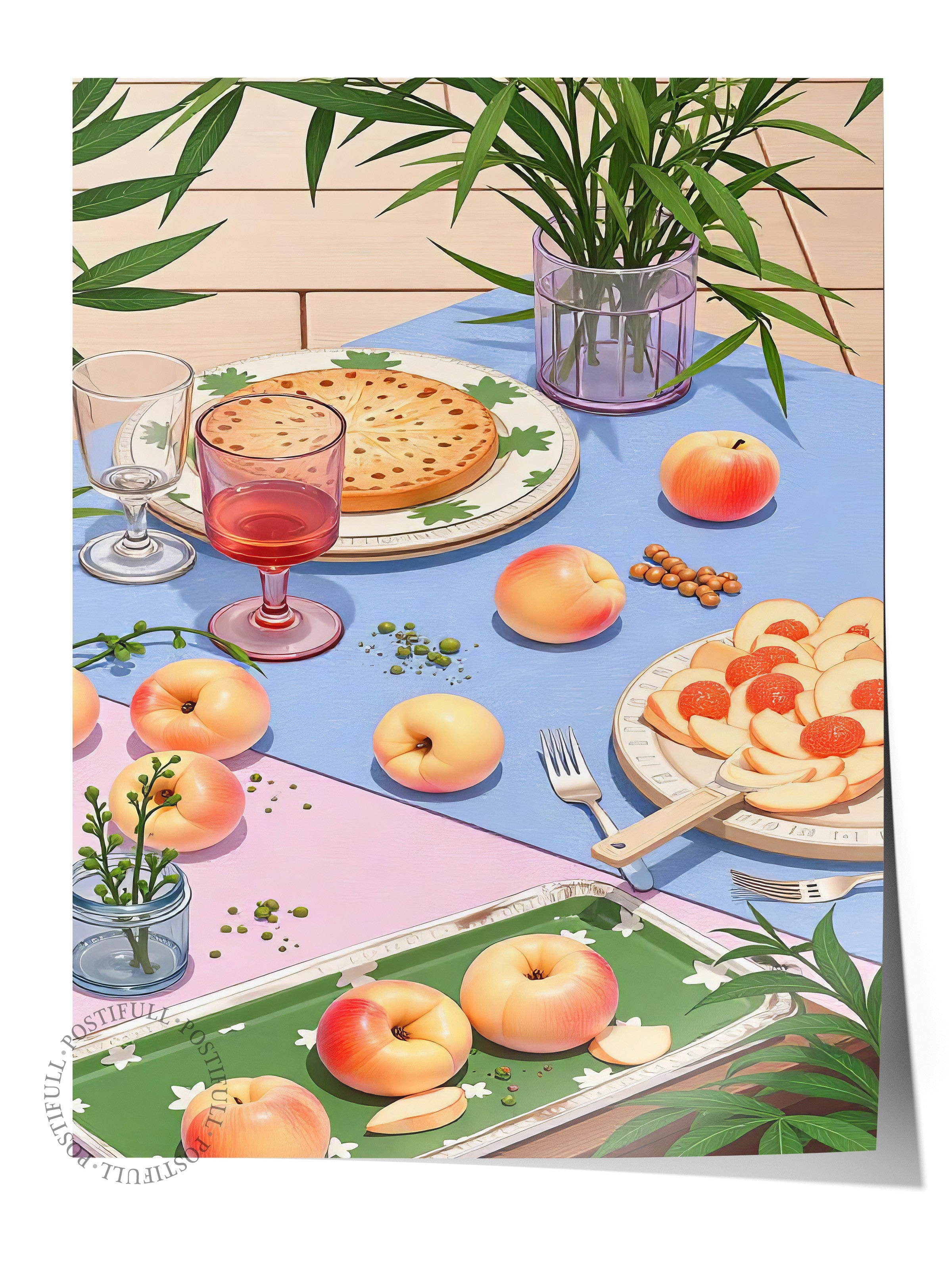 Çerçevesiz Duvar Posteri, Piknik, İllüstrasyon, Maximalist, sarı Renk Poster, 2025 Yaz Seçkisi, NO:109781