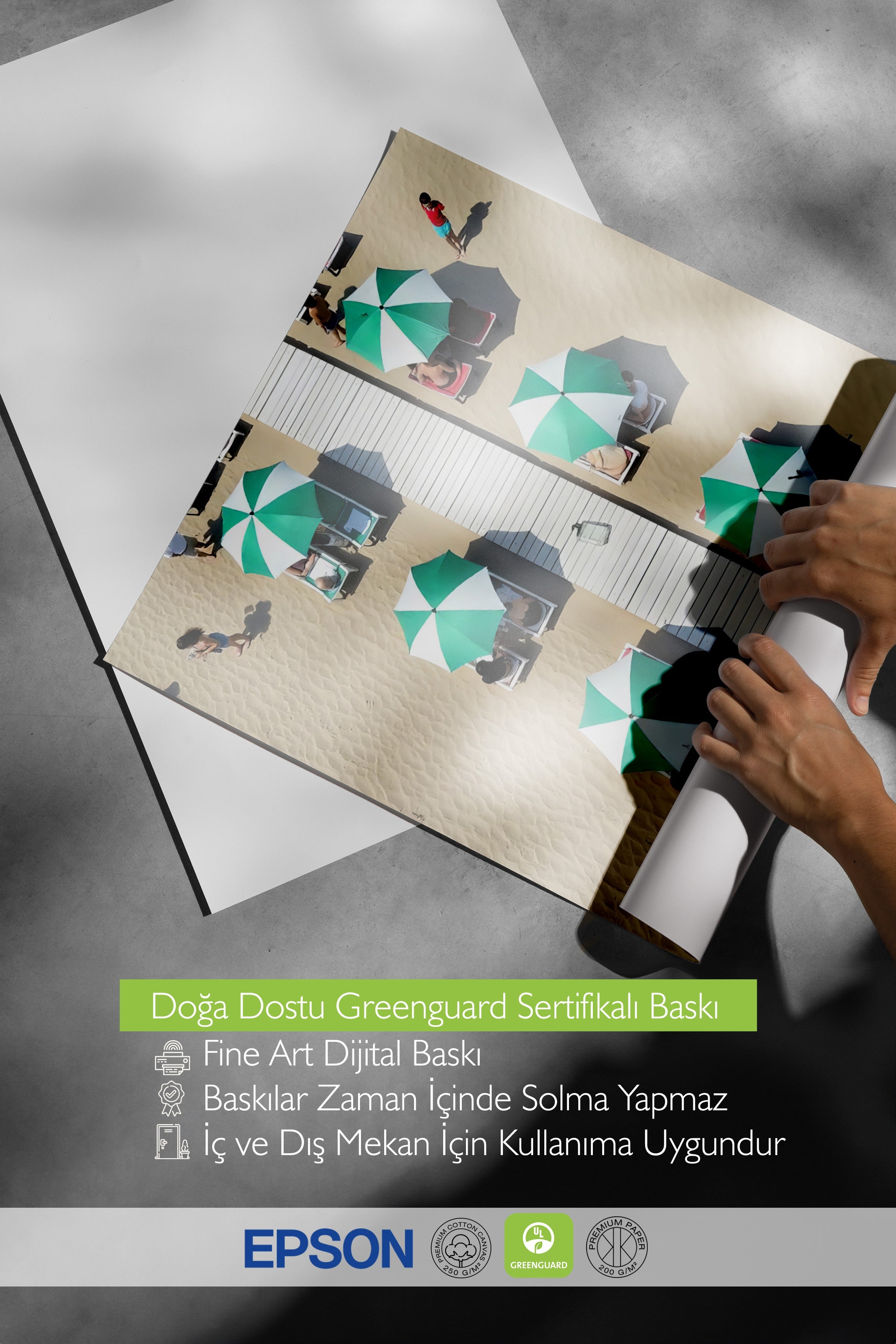Çerçevesiz Duvar Posteri, Plaj ve Şemsiyeler, Fotoğraf, Mavi Renk Poster, 2025 Yaz Seçkisi, NO:109492