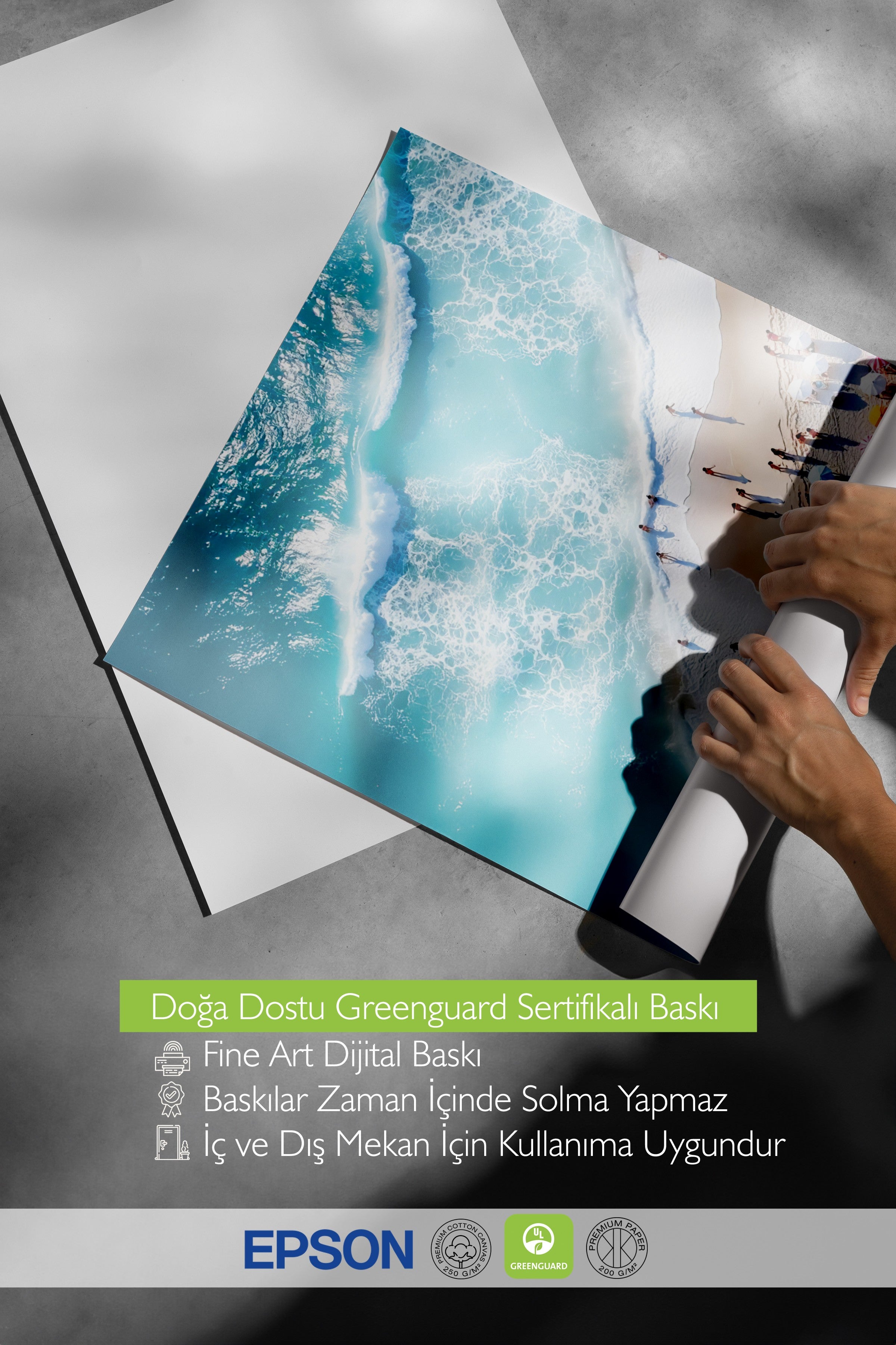 Çerçevesiz Duvar Posteri, Plajdaki İnsanlar, Fotoğraf, Mavi Renk Poster, 2025 Yaz Seçkisi, NO:109494