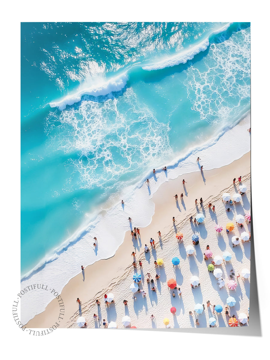 Kumsalda İnsanlar Poster Fotoğraf Yaz Seçkisi Çerçevesiz Poster