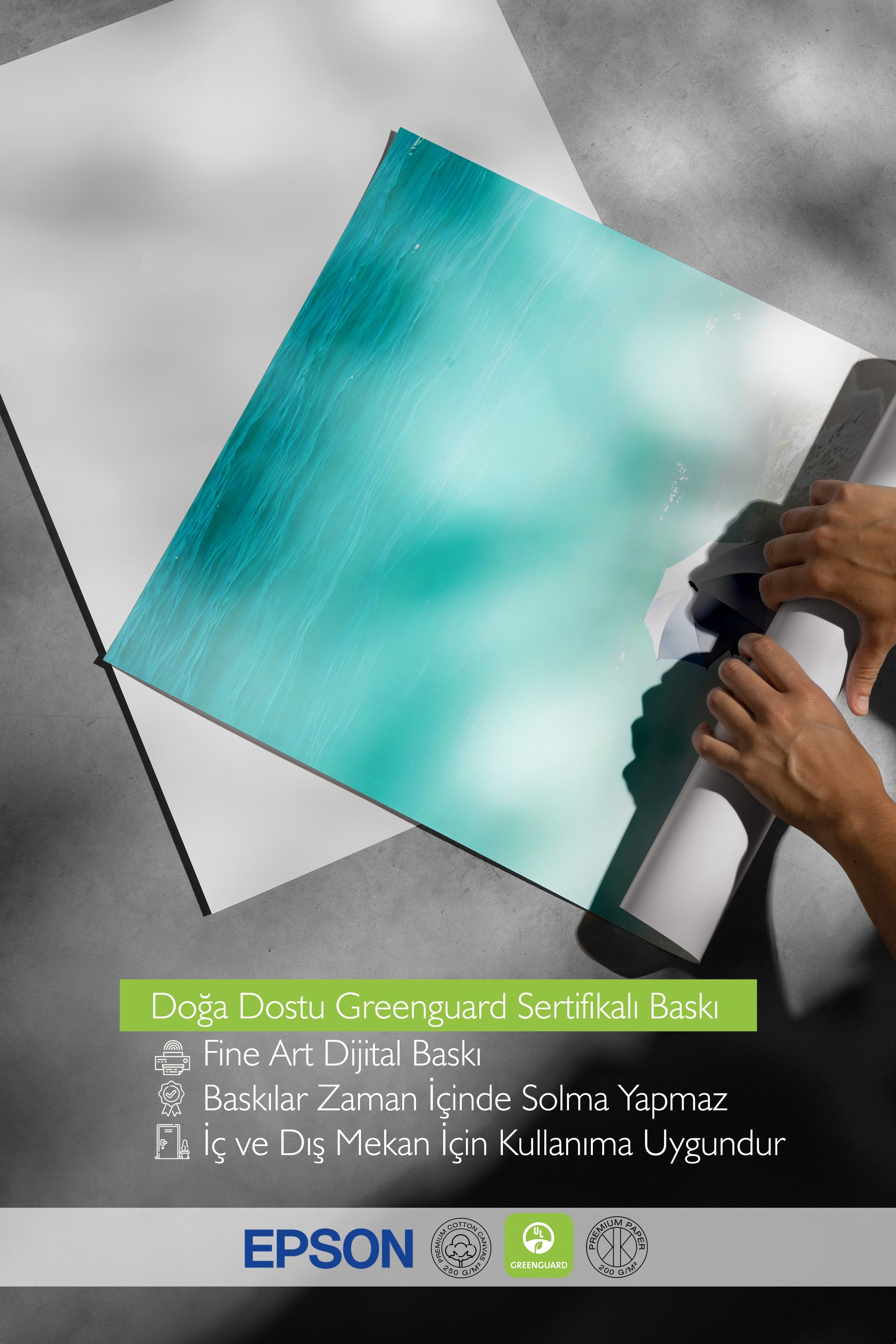Çerçevesiz Duvar Posteri, Plajdaki Kadın, Fotoğraf, Mavi Renk Poster, 2025 Yaz Seçkisi, NO:109681