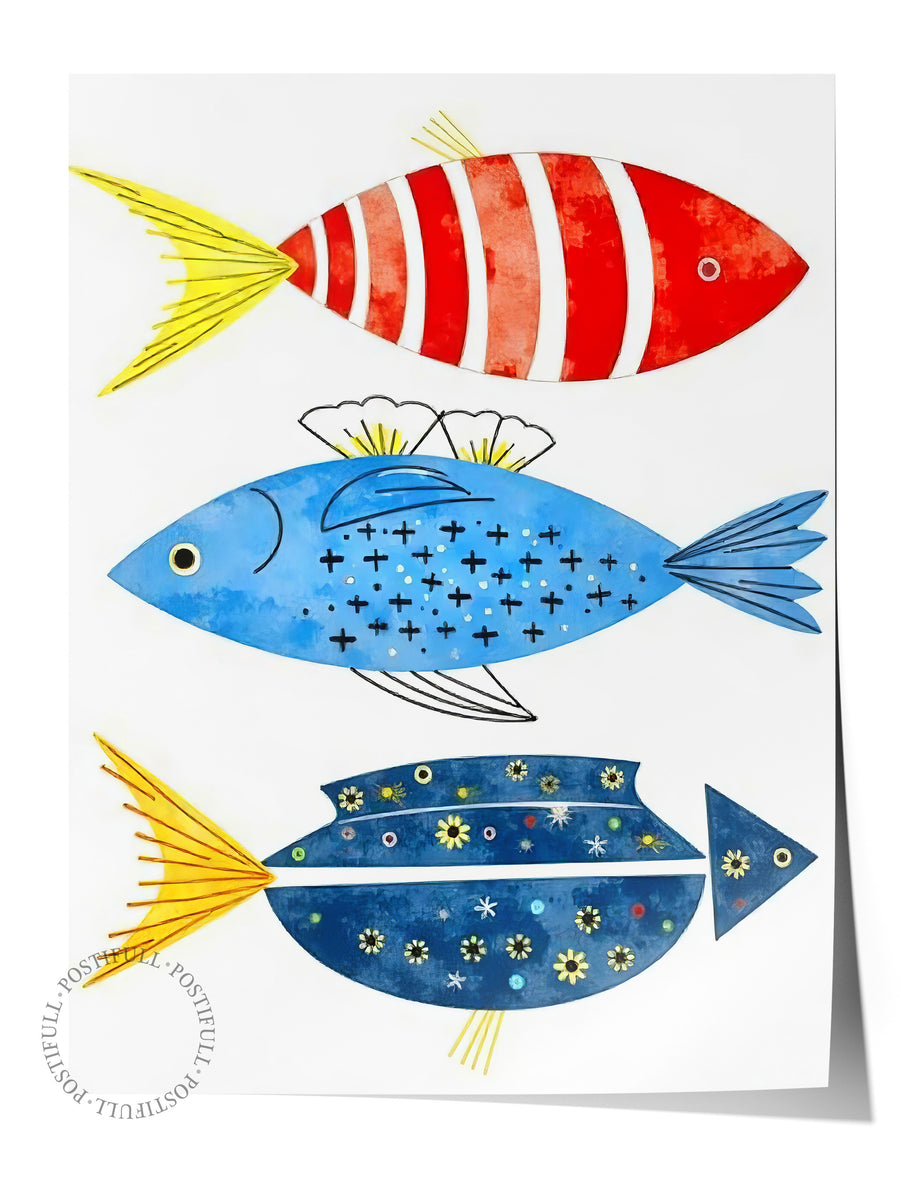 Renkli Balık Deseni Poster Yaz Seçkisi Çerçevesiz Poster
