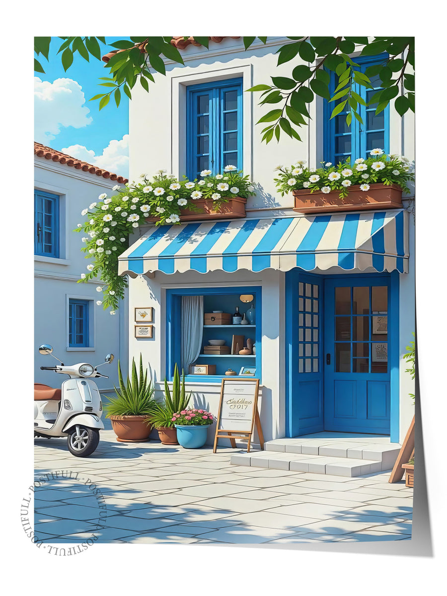 Akdeniz Tarzı Kafe Poster Yaz Seçkisi Çerçevesiz Poster