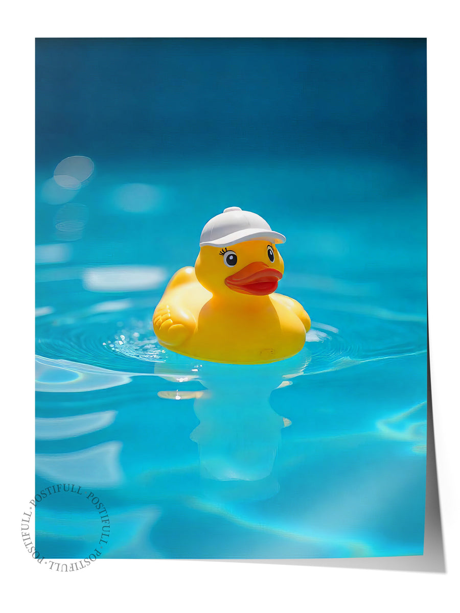 Yüzme Havuzunda Ördek Poster Fotoğraf Yaz Seçkisi Çerçevesiz Poster