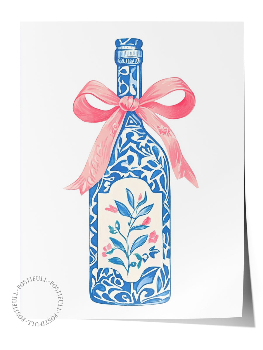 Çiçekli Desenli Şişe Poster Yaz Seçkisi Çerçevesiz Poster