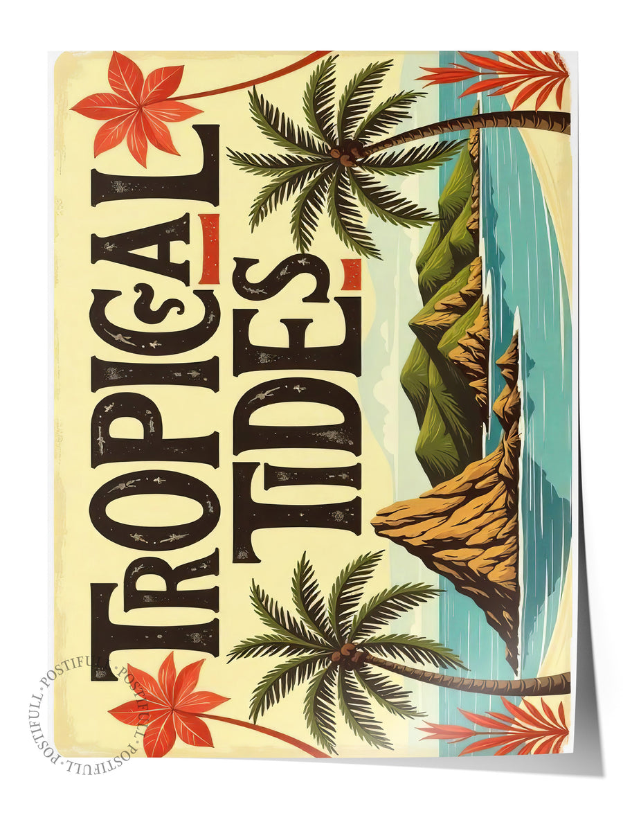 Farklı Tonlarda TROPICAL TIDES Poster Yaz Seçkisi Çerçevesiz Poster