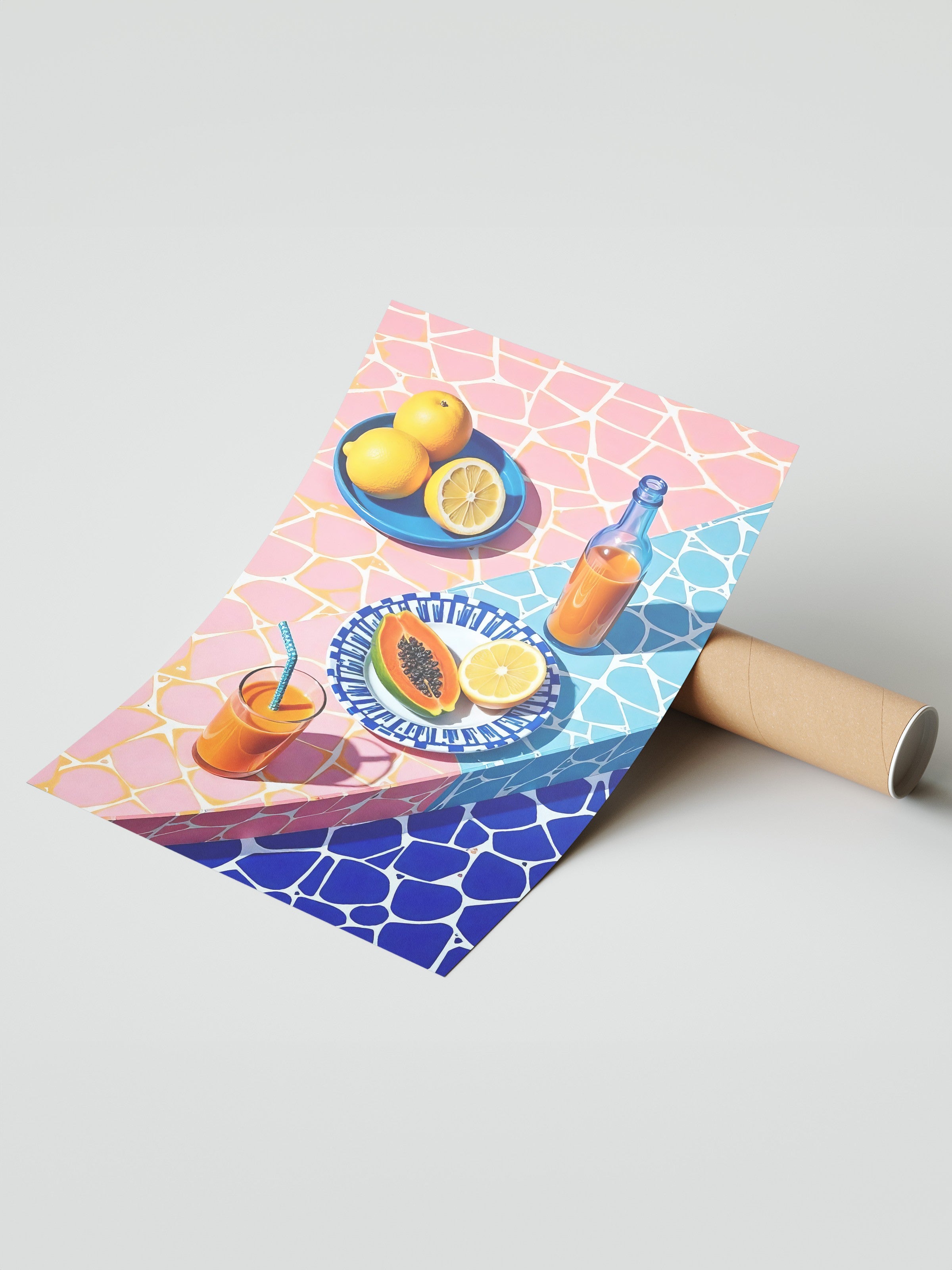 Çerçevesiz Duvar Posteri, Yaz Havası, İllüstrasyon, Maximalist, Mavi Renk Poster, 2025 Yaz Seçkisi, NO:109782