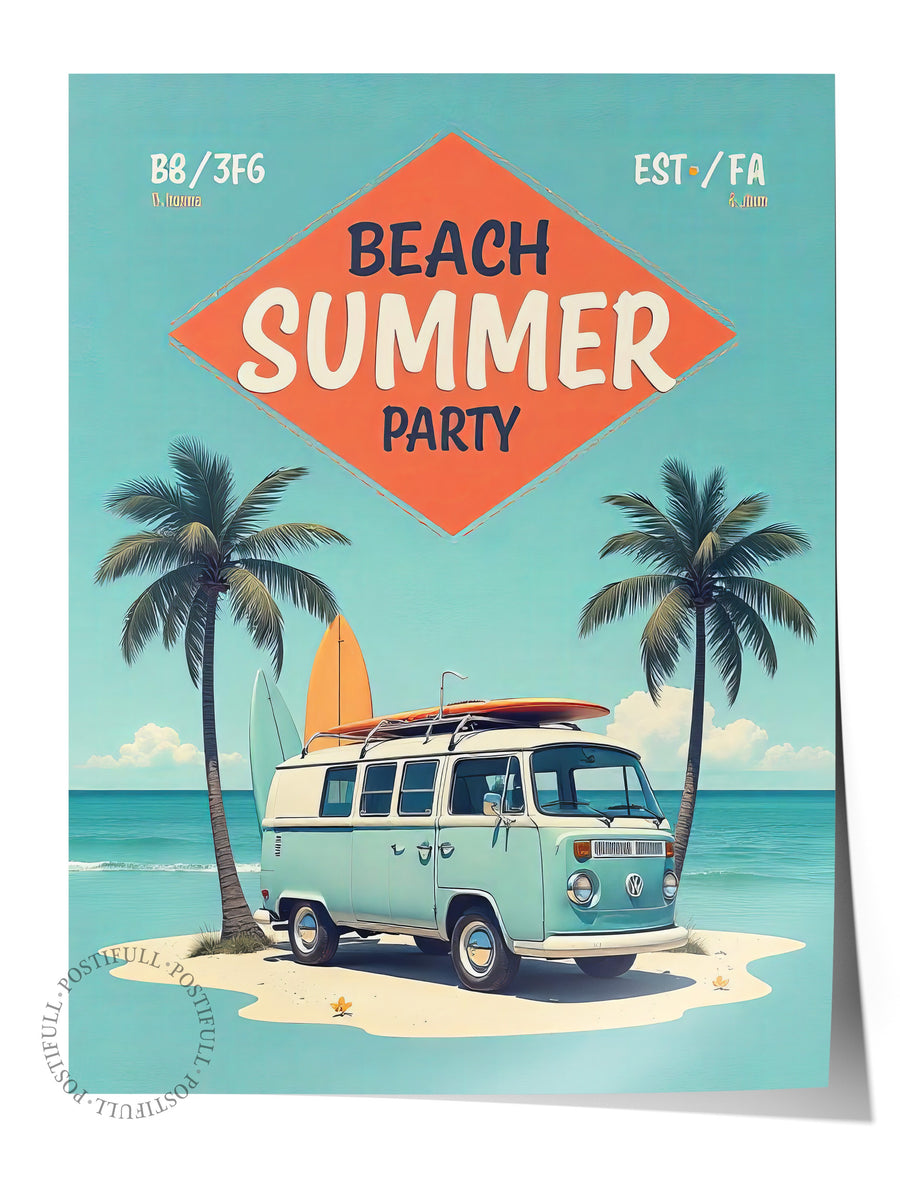 BEACH SUMMER PARTY Poster Yaz Seçkisi Çerçevesiz Poster