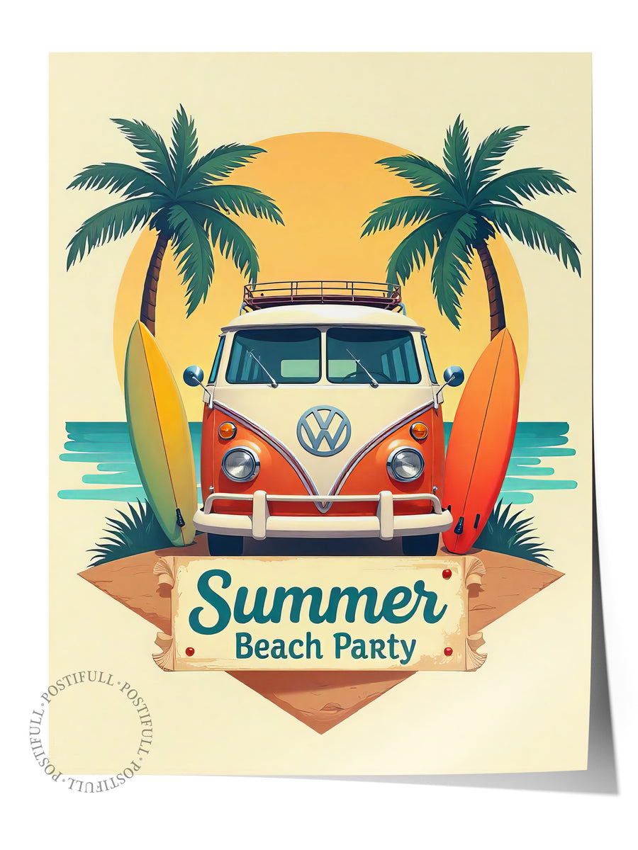 Summer Beach Party Poster Yaz Seçkisi Çerçevesiz Poster