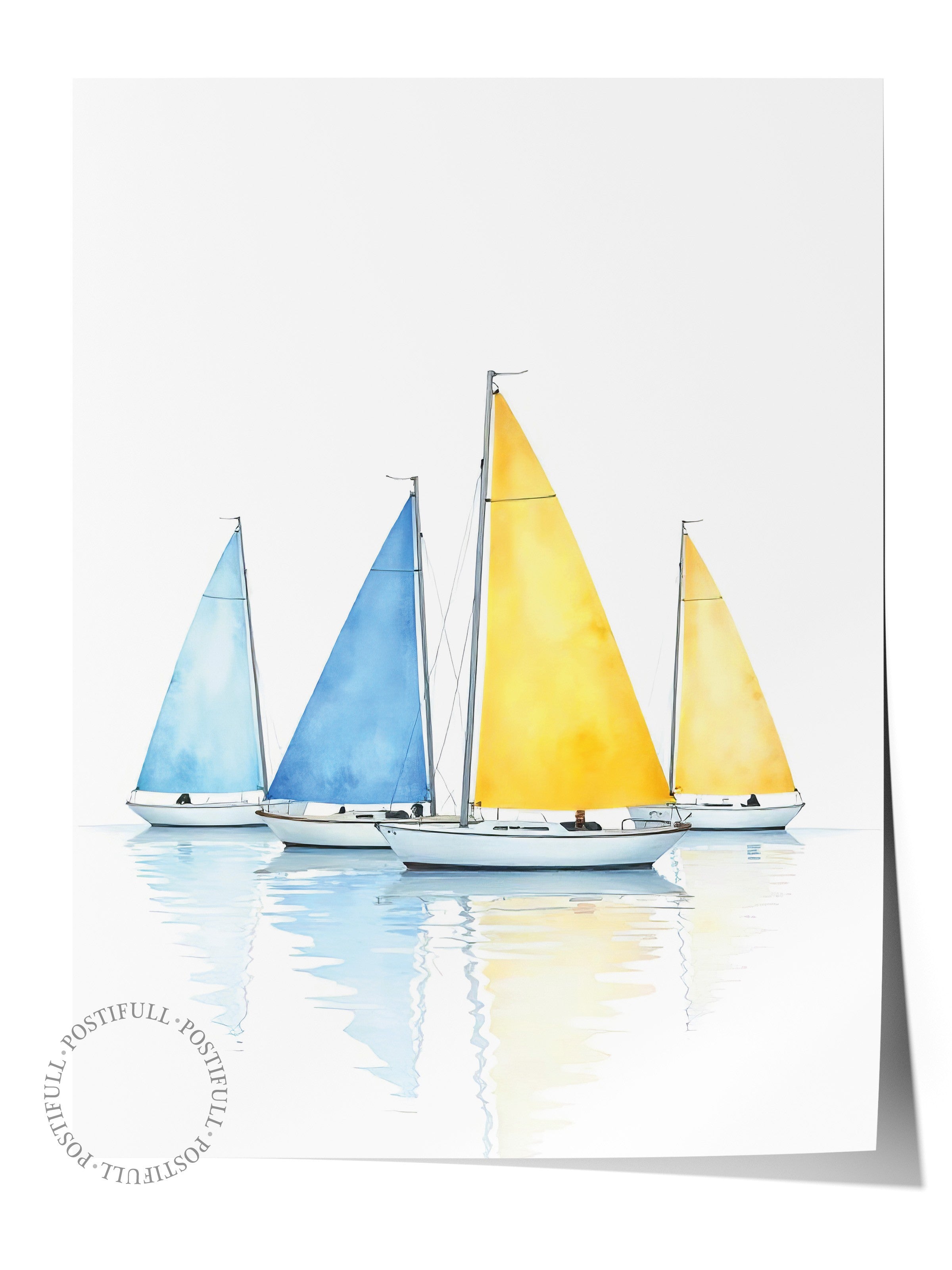 Çerçevesiz Duvar Posteri, Yelkenliler, İllüstrasyon, Sarı Renk Poster, 2025 Yaz Seçkisi, NO:109631