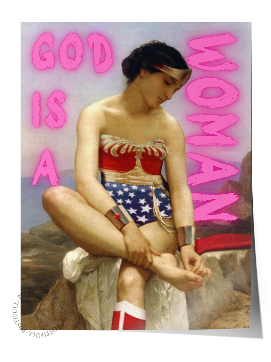 Farklı Tonlarda GOD IS A WOMAN Alternatif Sanat Çerçevesiz Poster
