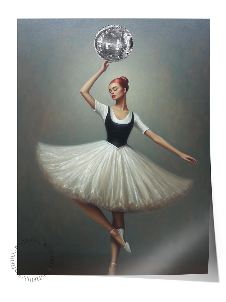 Balerin ve Disko Topu Alternatif Sanat Çerçevesiz Poster