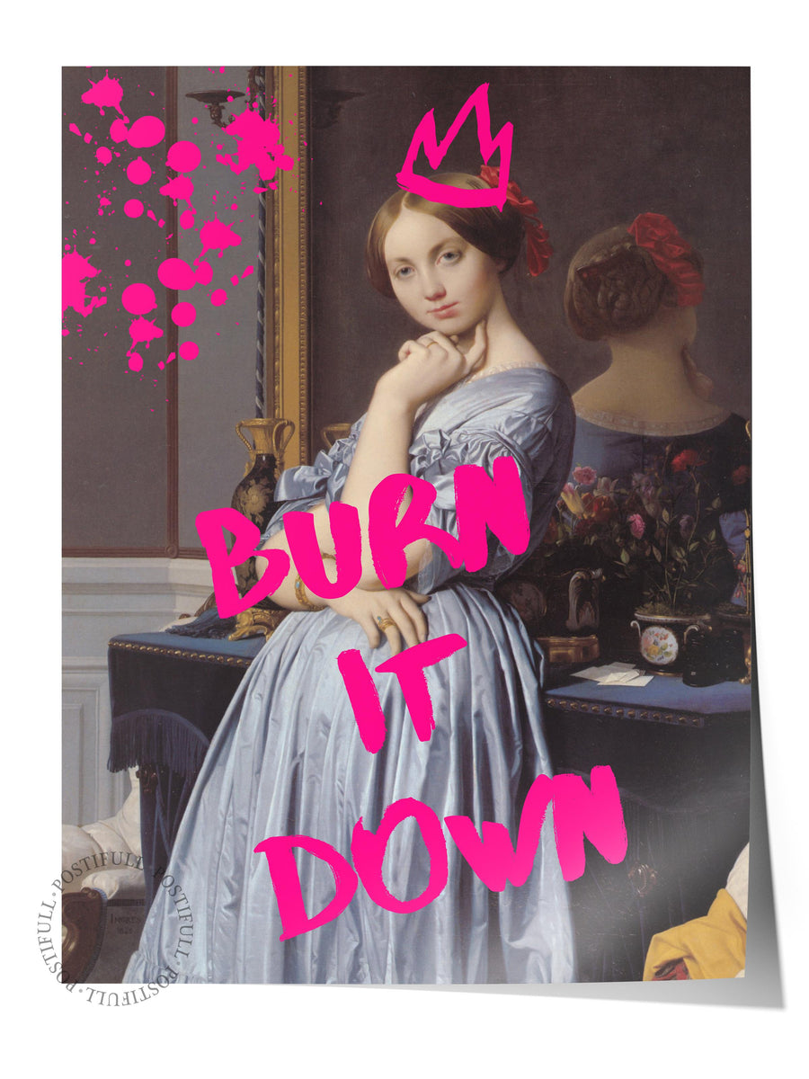 Farklı Tonlarda BURN IT DOWN Alternatif Sanat Çerçevesiz Poster