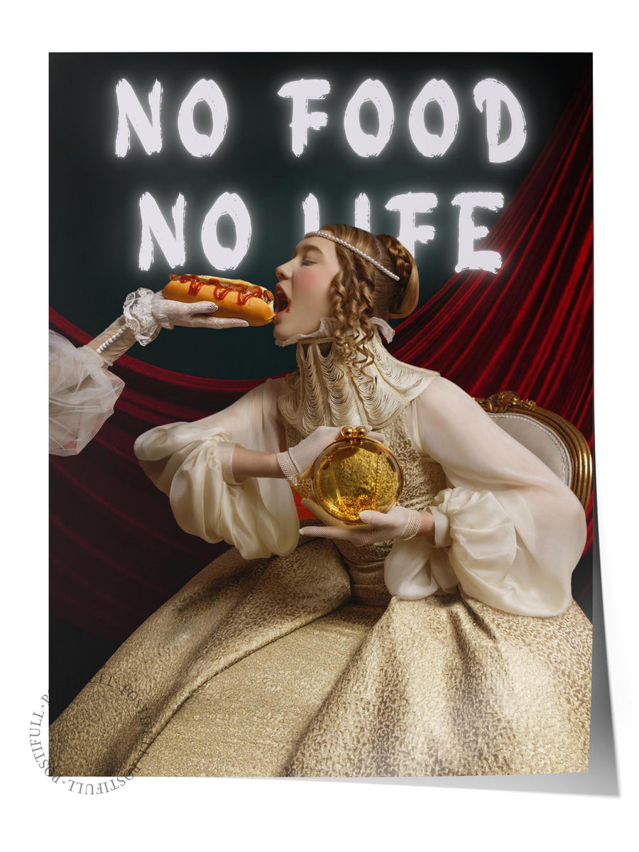 NO FOOD NO LIFE Alternatif Sanat Çerçevesiz Poster