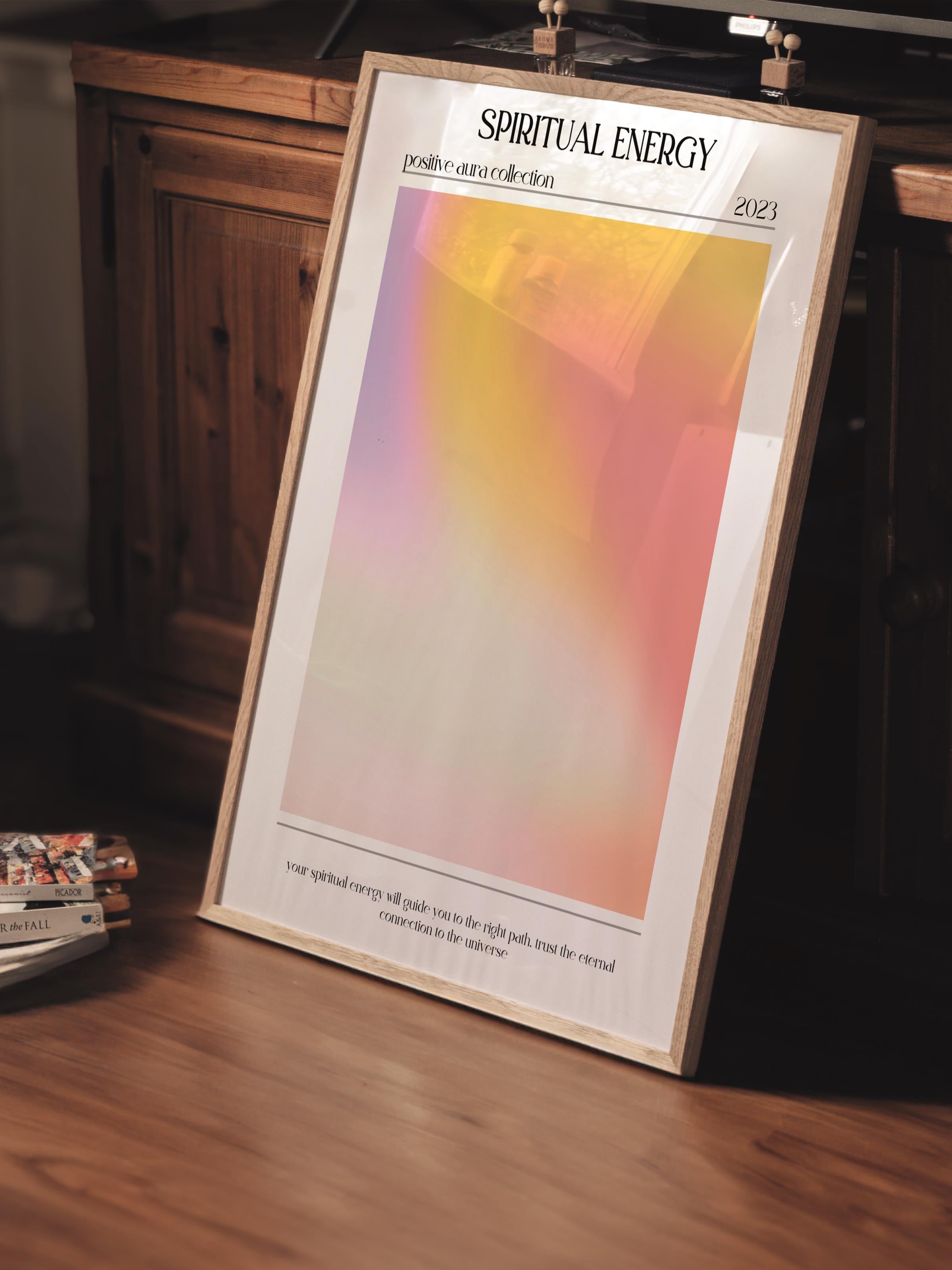 Çerçevesiz Poster, Aura Serisi NO:109 - Spiritual Energy, Melek Numaraları, Renkli Poster