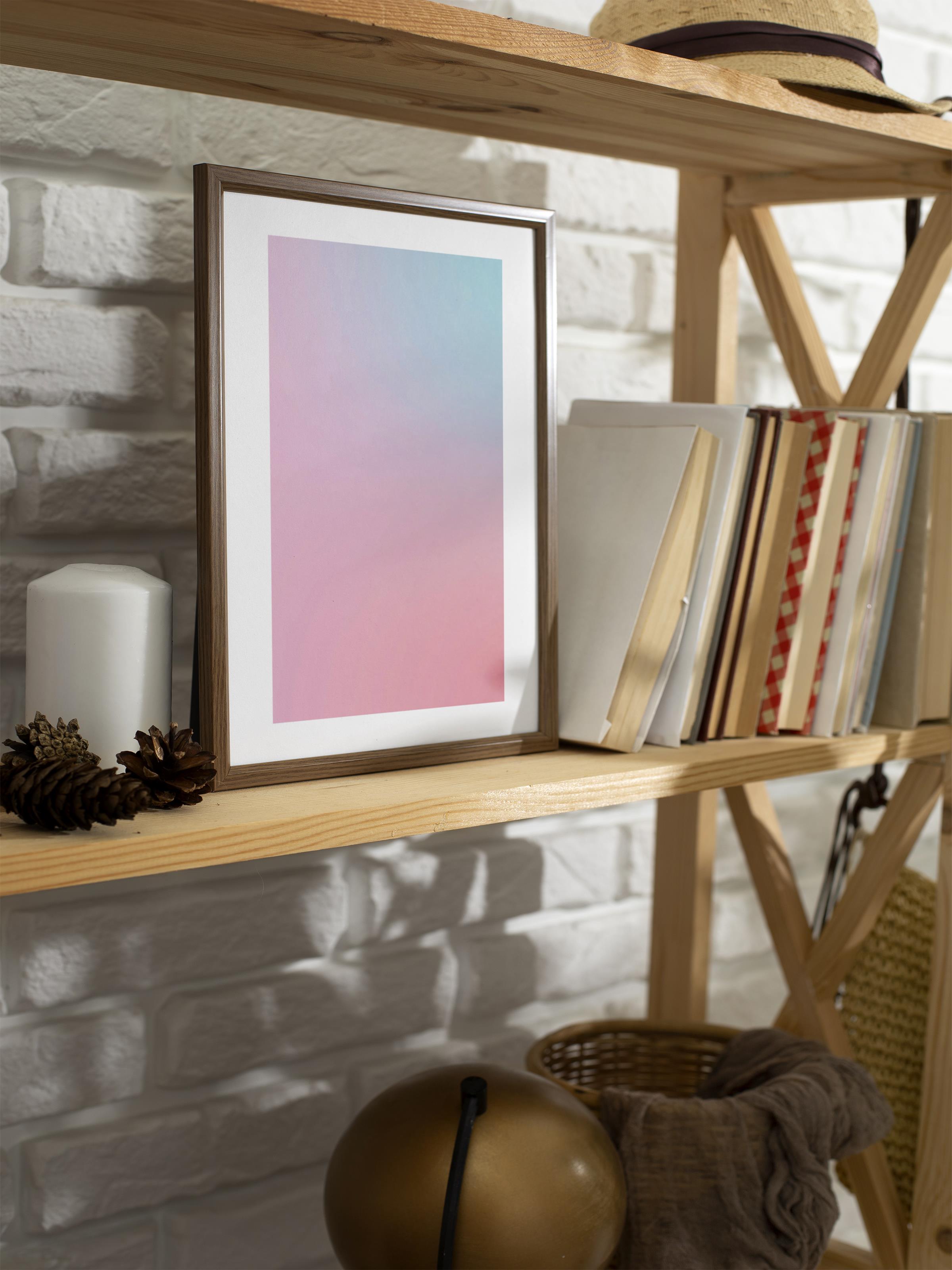Çerçevesiz Poster, Aura Serisi NO:115 - Pembe ve Mavi Aura, Melek Numaraları, Renkli Poster