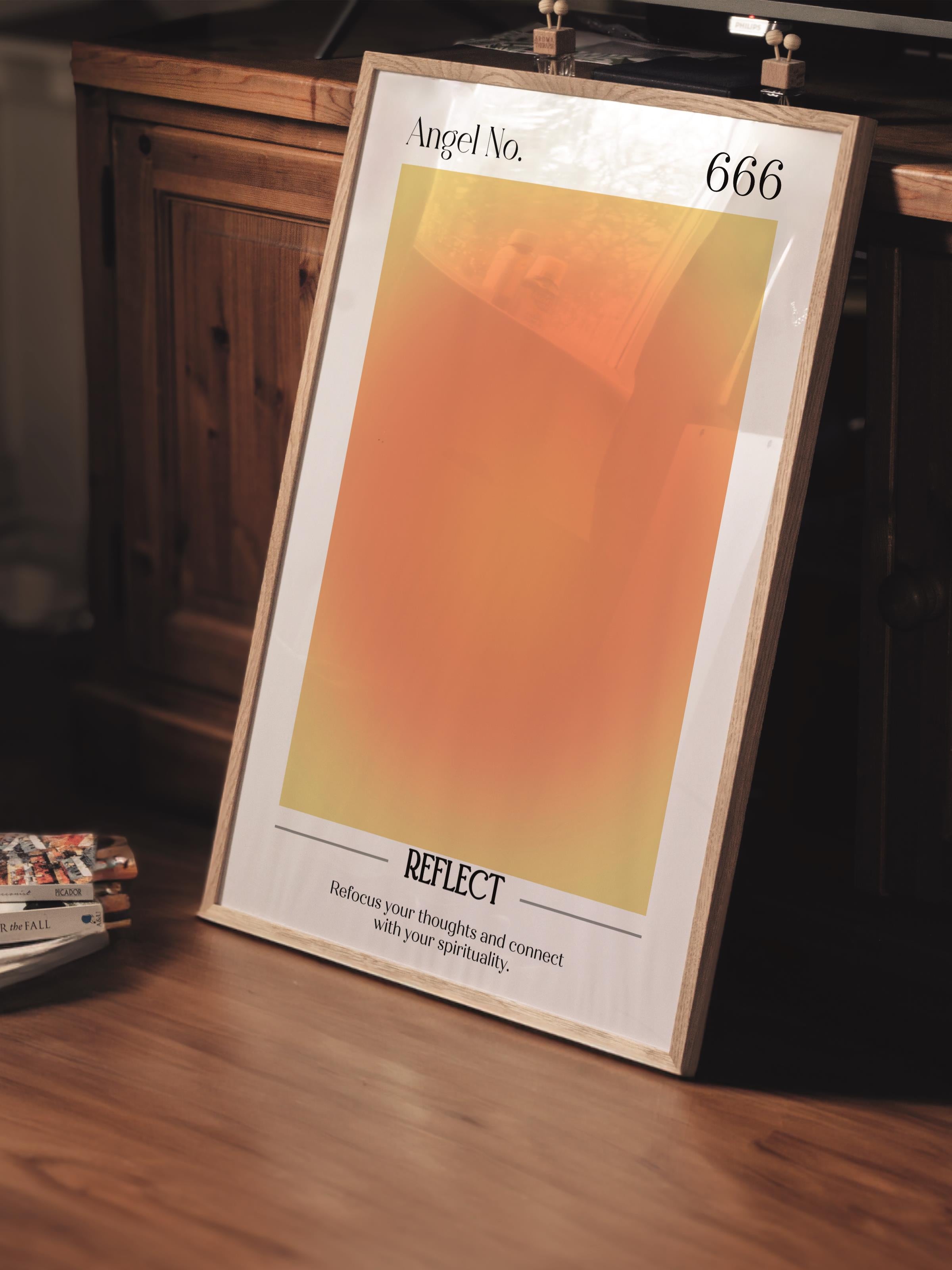 Çerçevesiz Poster, Aura Serisi NO:119 - 666 - Reflect Turuncu, Melek Numaraları, Renkli Poster