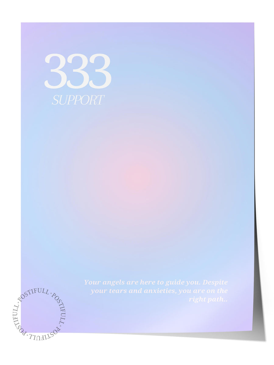333 Melek Numarası Destek Mesajı Aura Çerçevesiz Poster