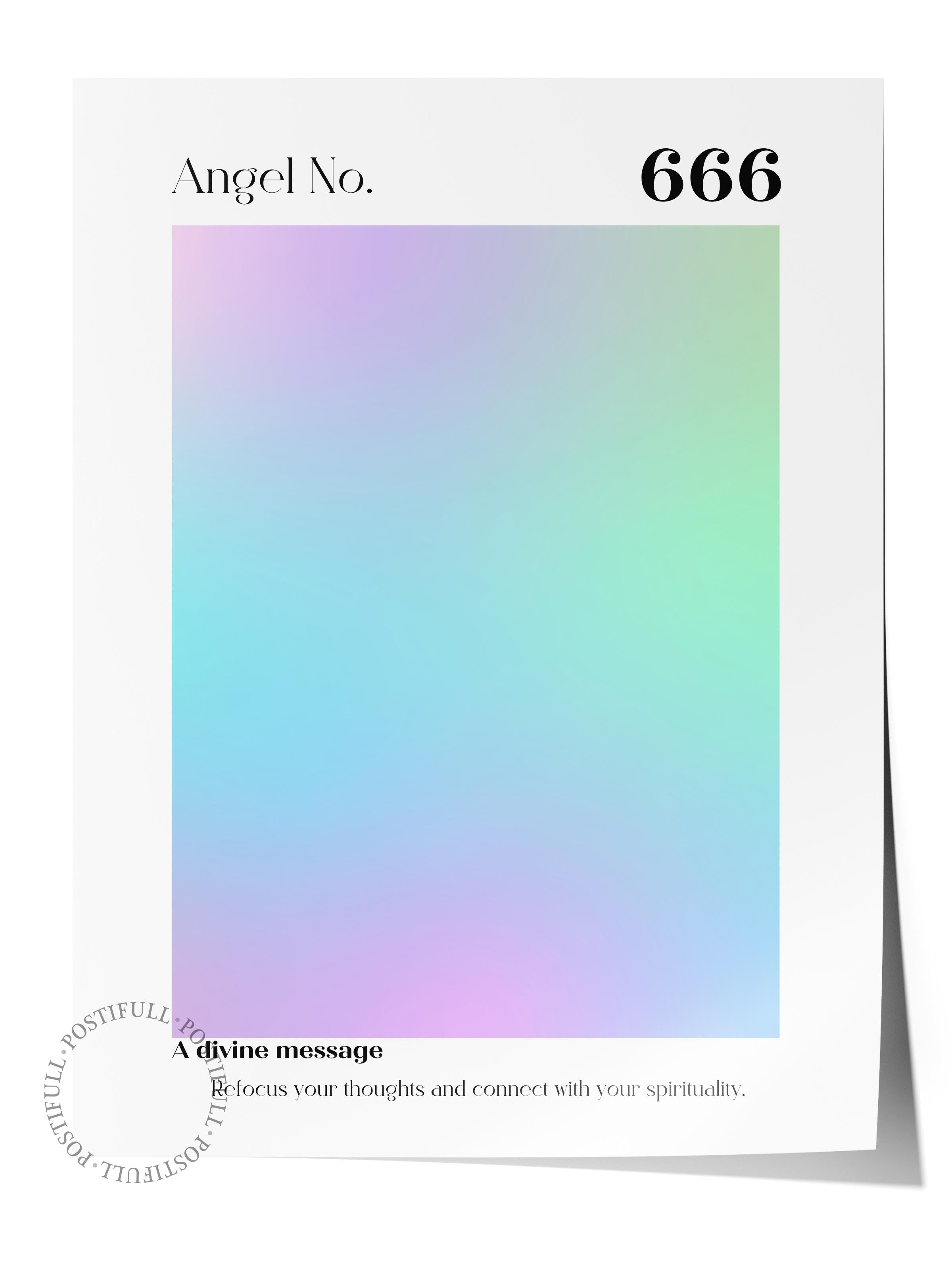 Çerçevesiz Poster, Aura Serisi NO:127 - 666 - Mavi ve Yeşil, Melek Numaraları, Renkli Poster