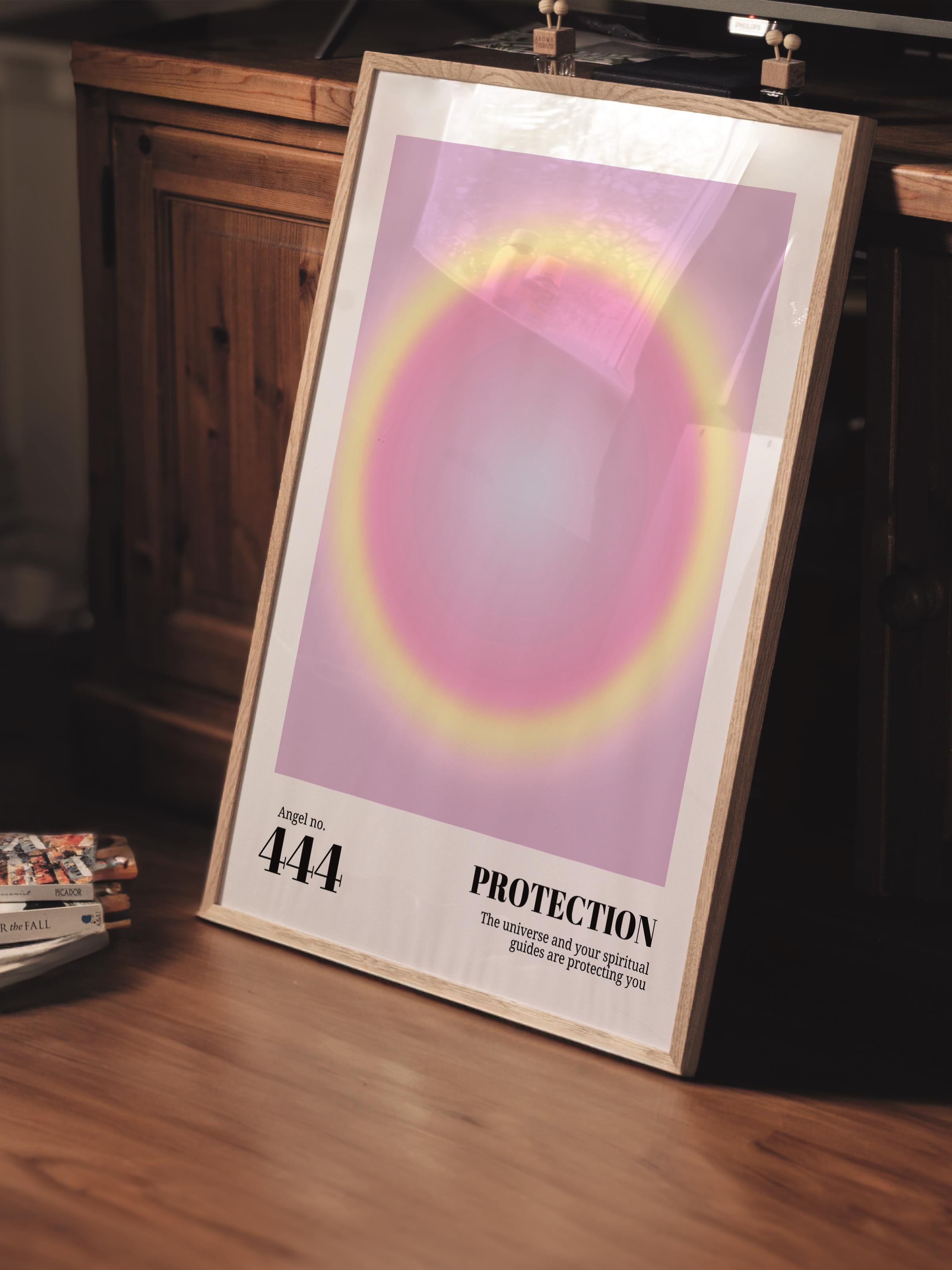 Çerçevesiz Poster, Aura Serisi NO:137 - 444 - Mor, Melek Numaraları, Renkli Poster