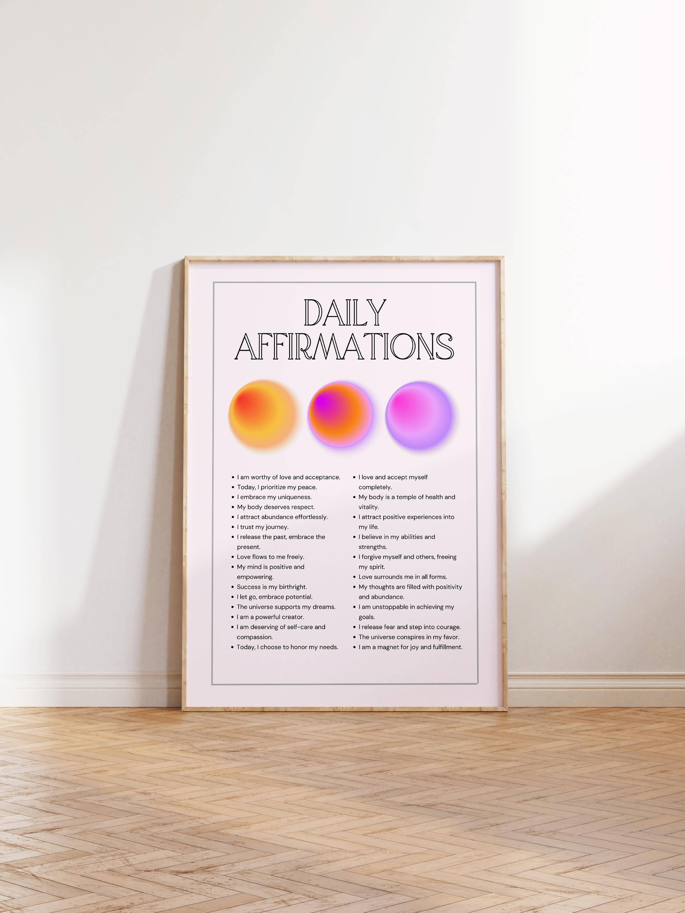 Çerçevesiz Poster, Aura Serisi NO:151 - Daily Affirmations, Melek Numaraları, Renkli Poster