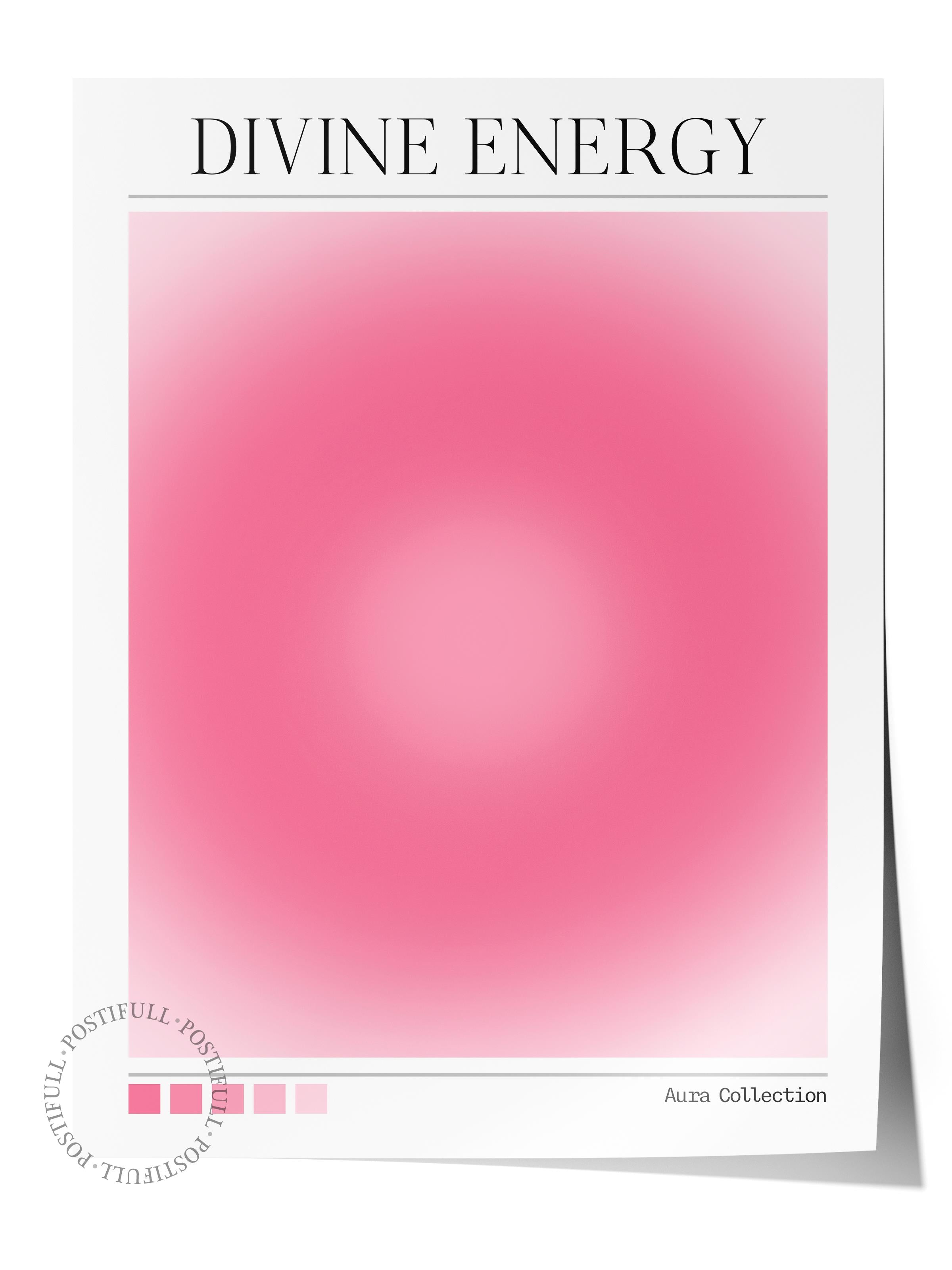Çerçevesiz Poster, Aura Serisi NO:162 - Divine Energy Pembe, Melek Numaraları, Renkli Poster