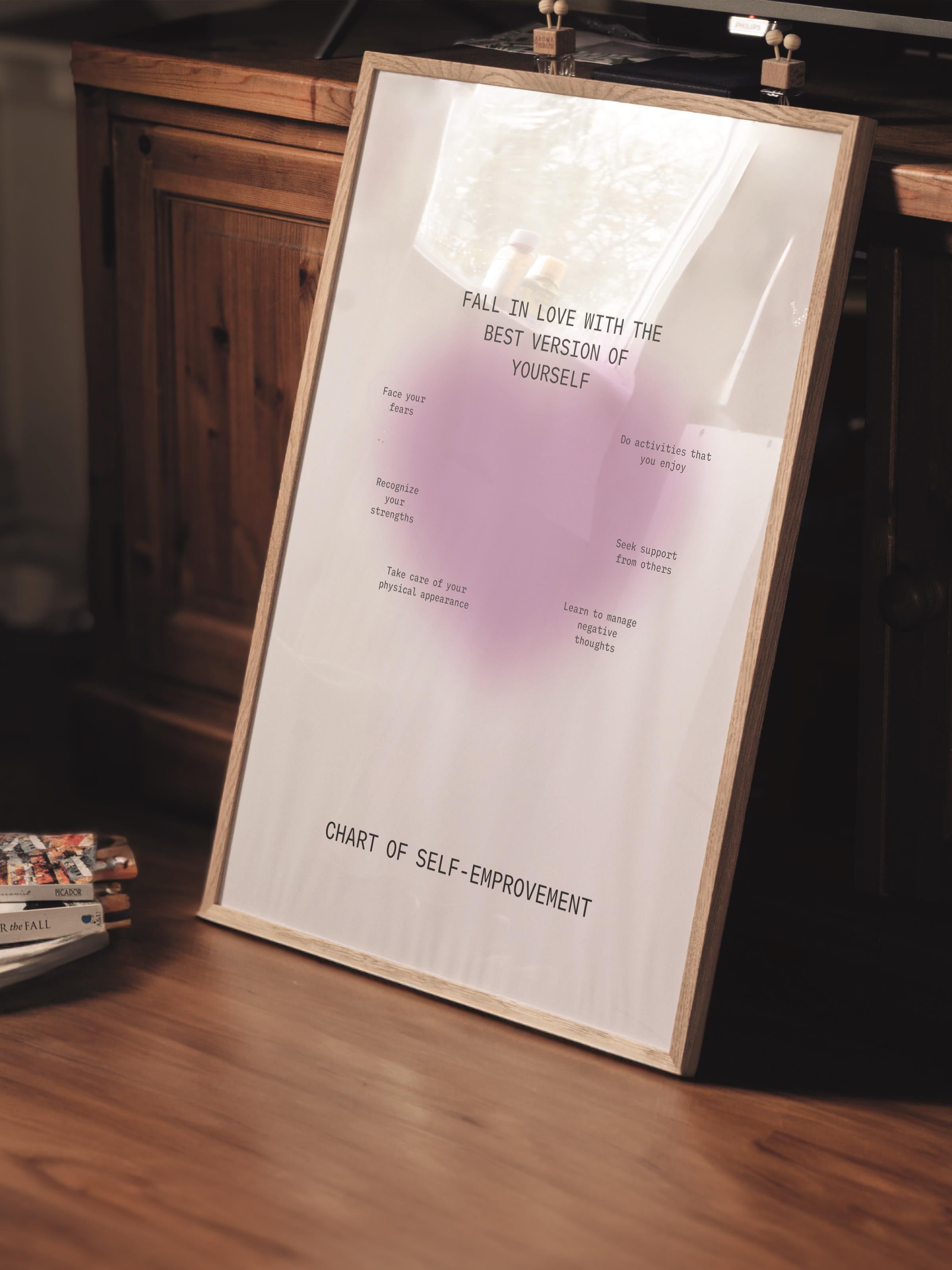 Çerçevesiz Poster, Aura Serisi NO:171 - Mor Kalp, Melek Numaraları, Renkli Poster