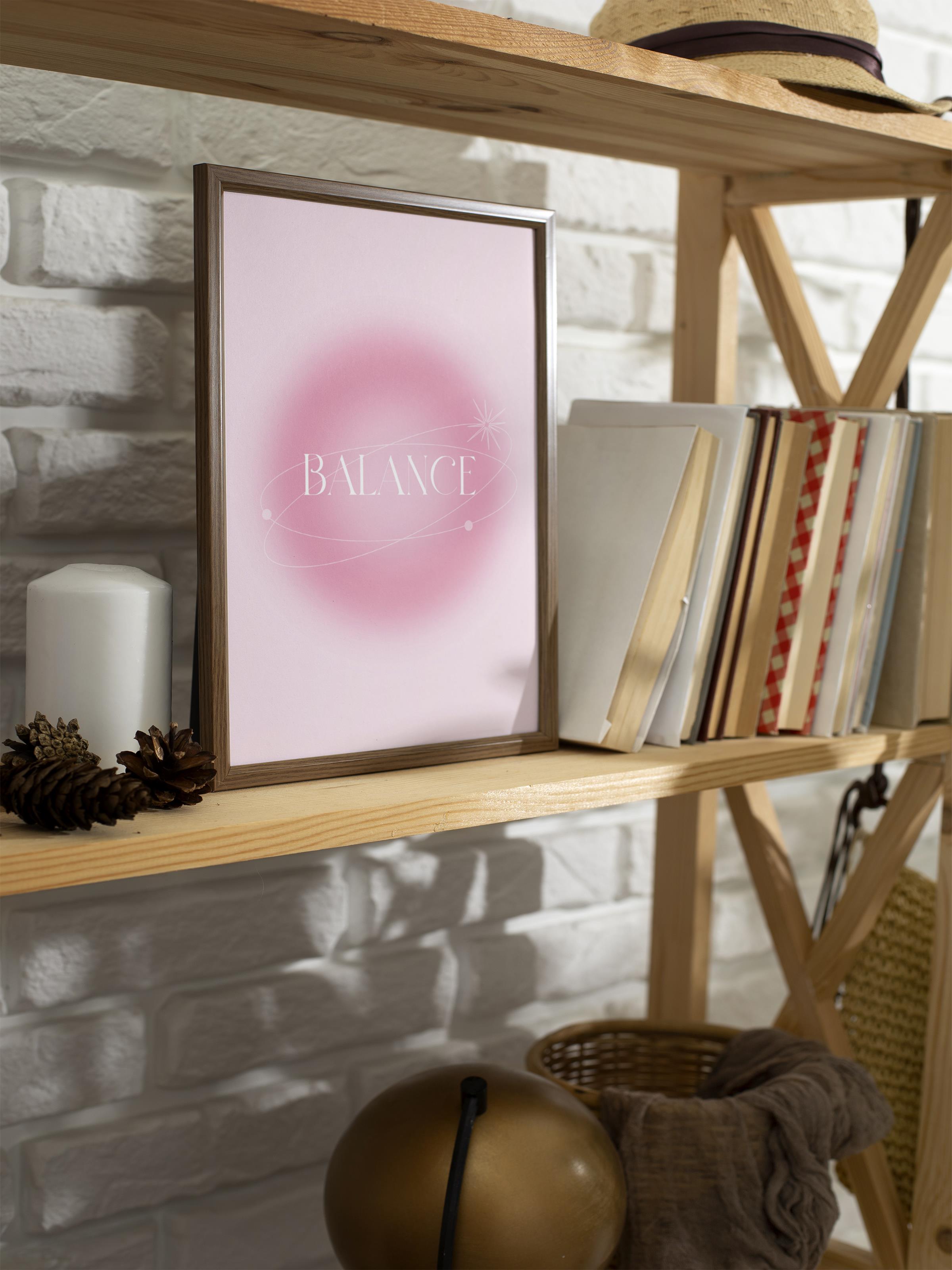 Çerçevesiz Poster, Aura Serisi NO:175 - Balance Pembe, Melek Numaraları, Renkli Poster