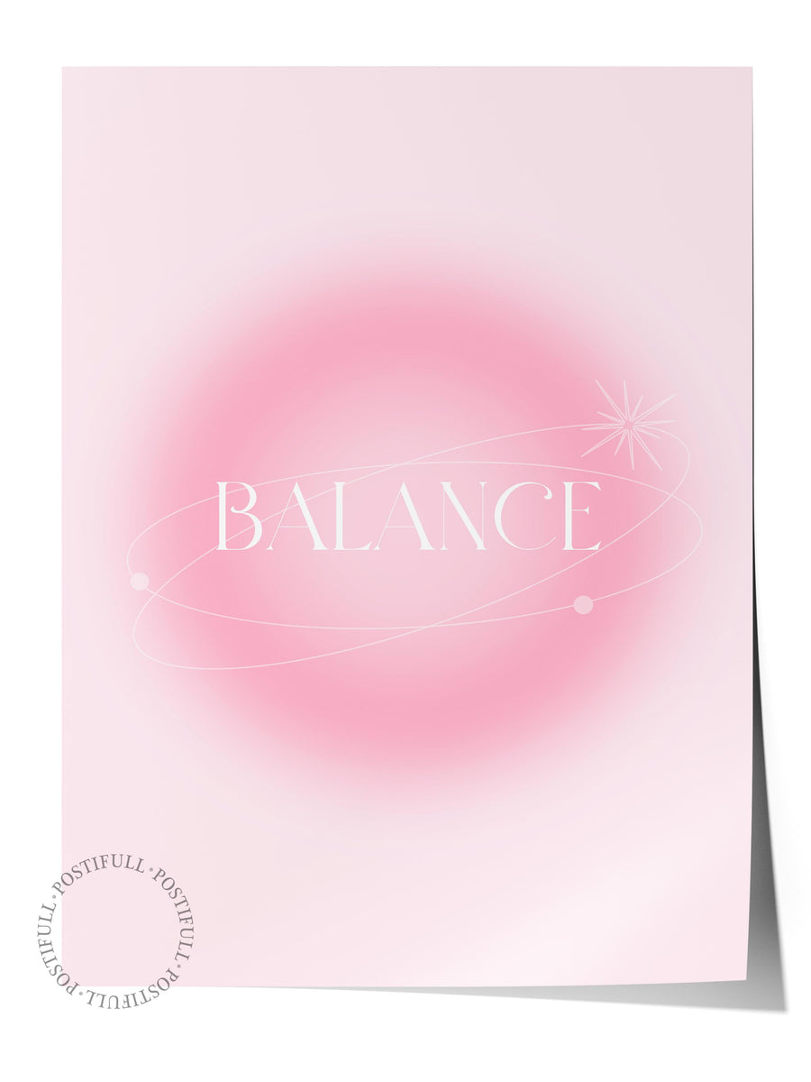 Çerçevesiz Poster, Aura Serisi NO:175 - Balance Pembe, Melek Numaraları, Renkli Poster