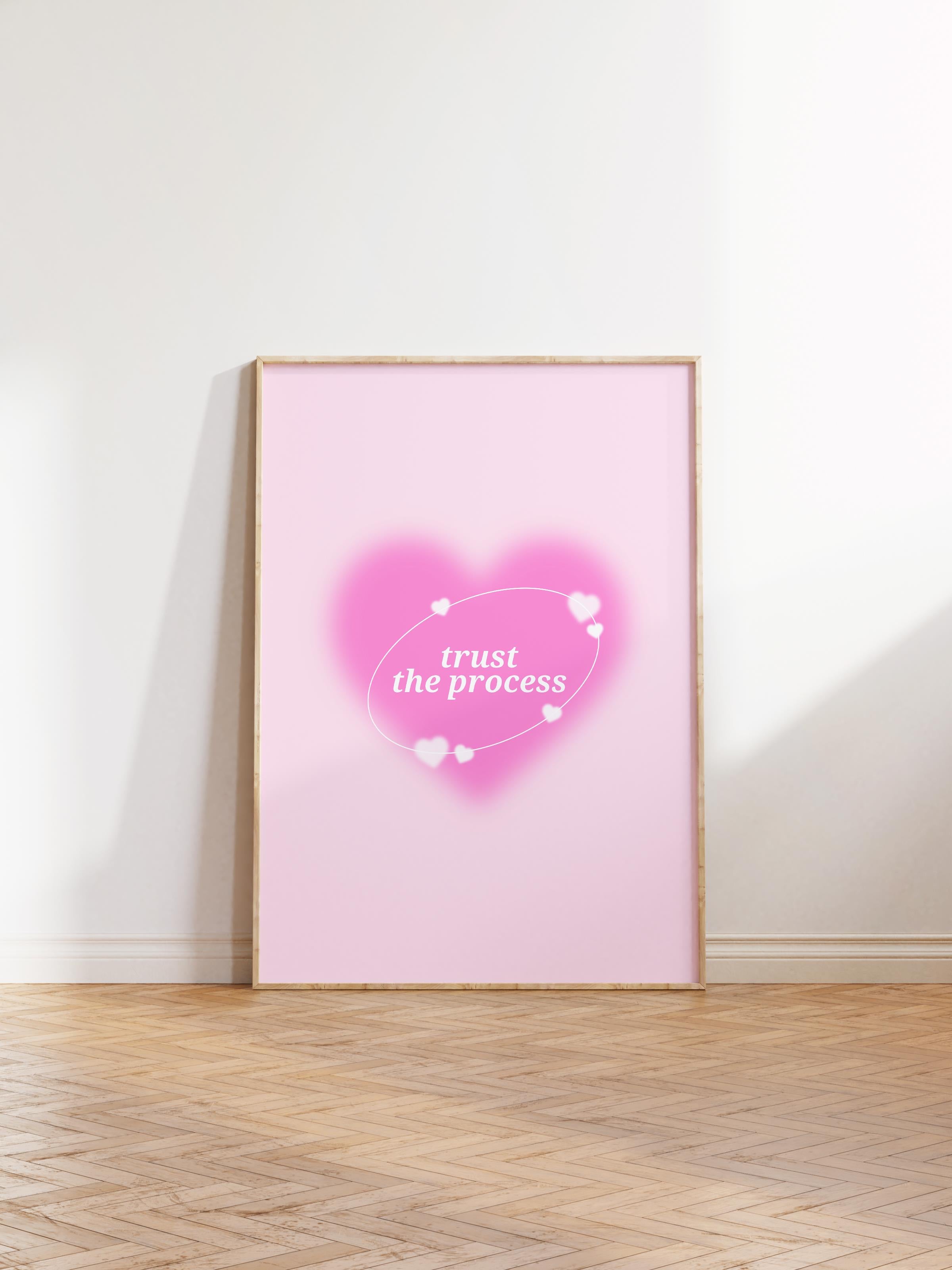 Çerçevesiz Poster, Aura Serisi NO:190 - Pembe Trust the Process, Melek Numaraları, Renkli Poster