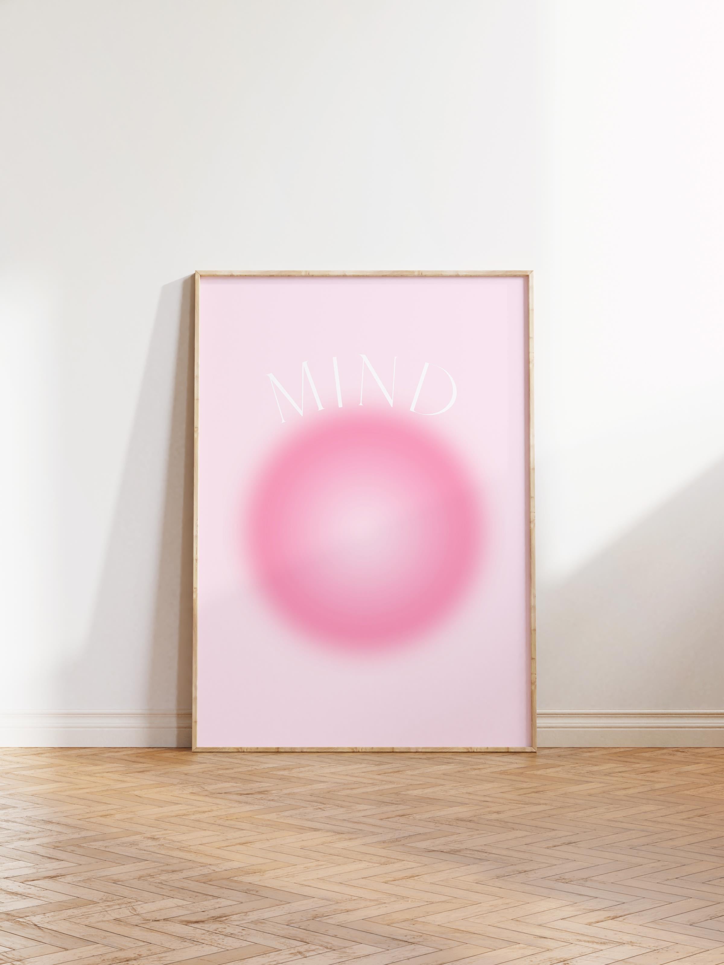 Çerçevesiz Poster, Aura Serisi NO:21 - Mind - Pembe Daire, Melek Numaraları, Renkli Poster