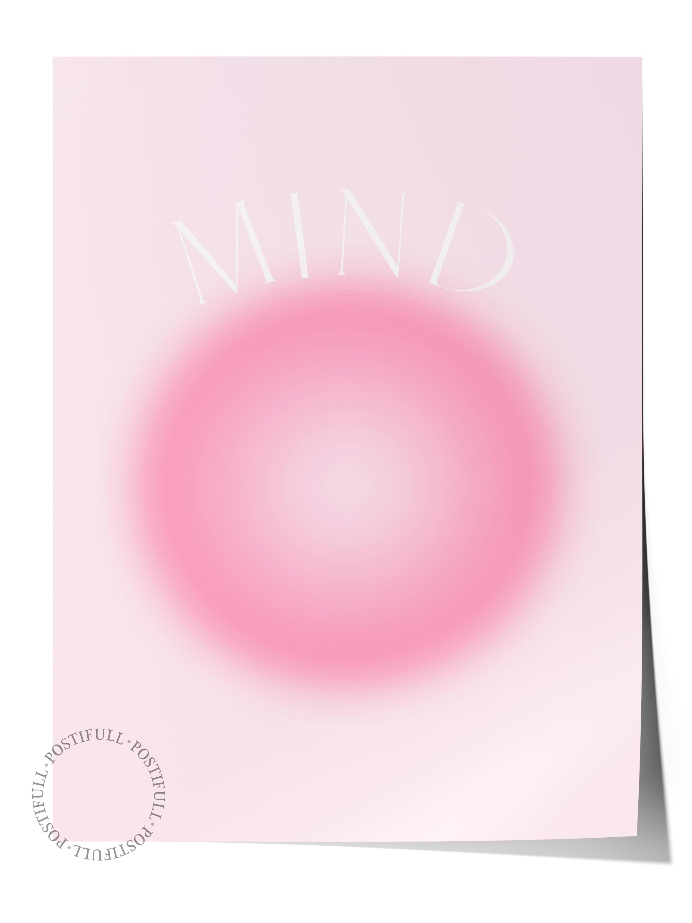Çerçevesiz Poster, Aura Serisi NO:21 - Mind - Pembe Daire, Melek Numaraları, Renkli Poster