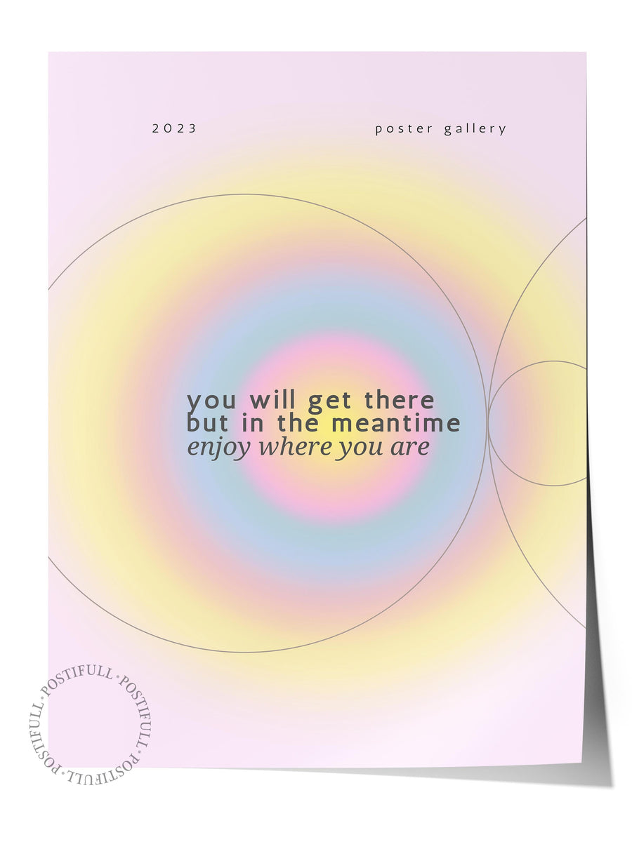 Gradient Daireler ve İlham Verici Söz Aura Çerçevesiz Poster