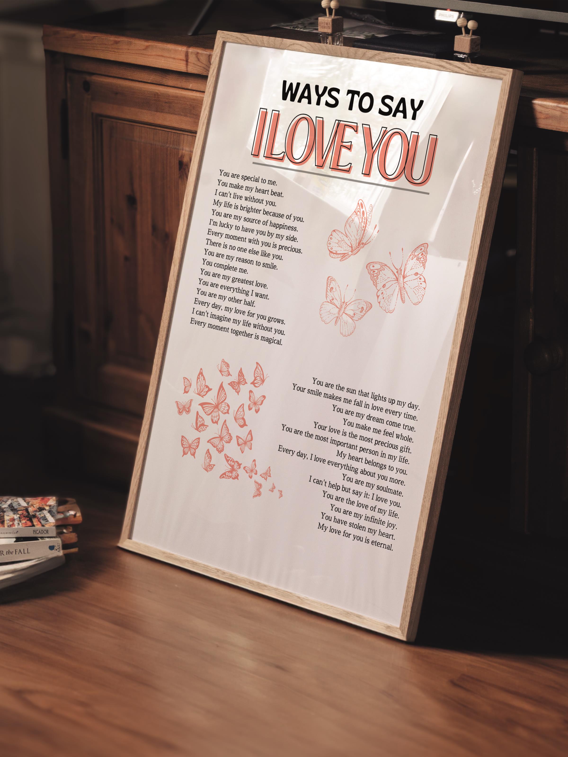 Çerçevesiz Poster, Aura Serisi NO:28 - Ways to Say I LOVE YOU, Melek Numaraları, Renkli Poster
