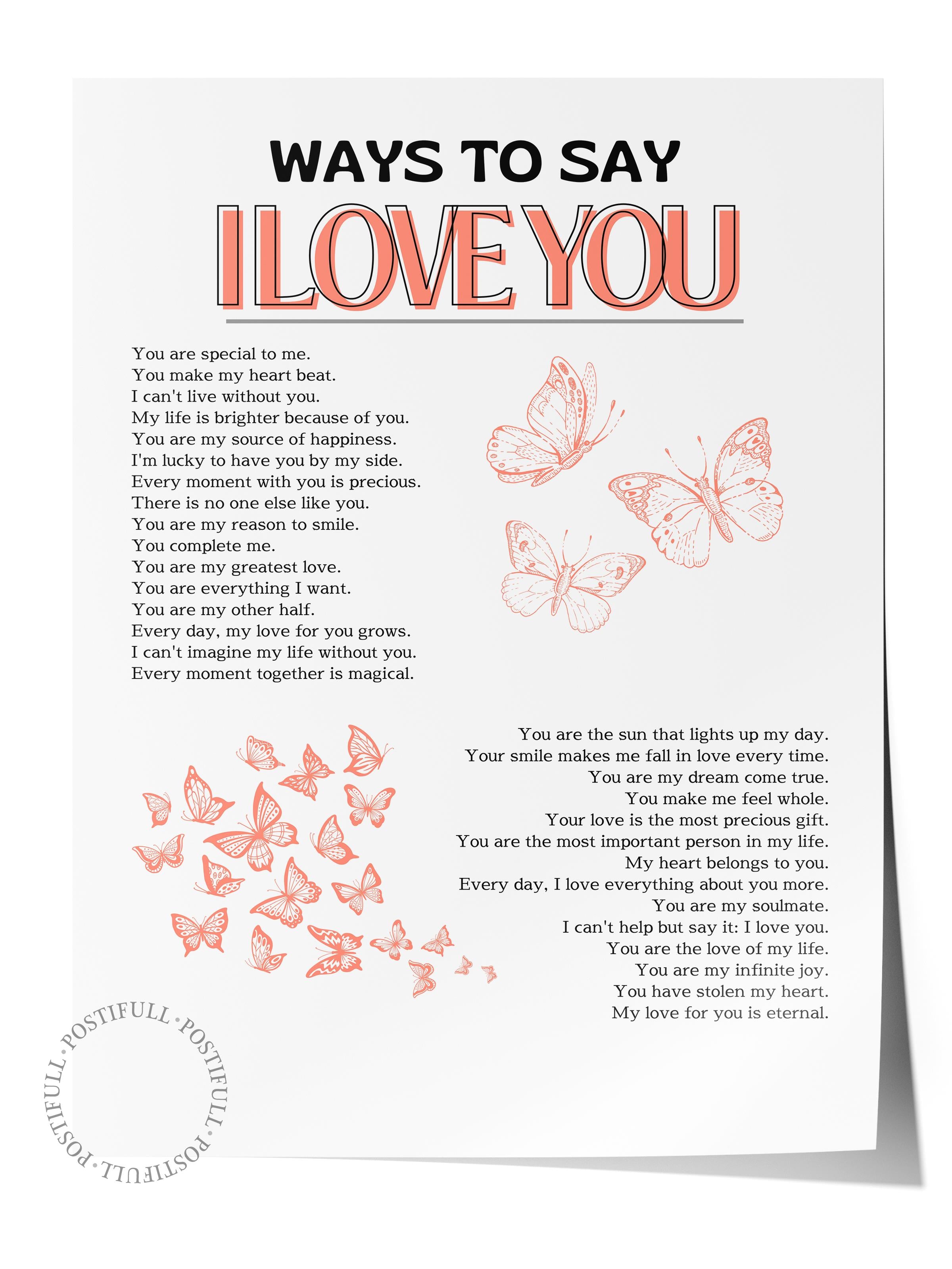 Çerçevesiz Poster, Aura Serisi NO:28 - Ways to Say I LOVE YOU, Melek Numaraları, Renkli Poster