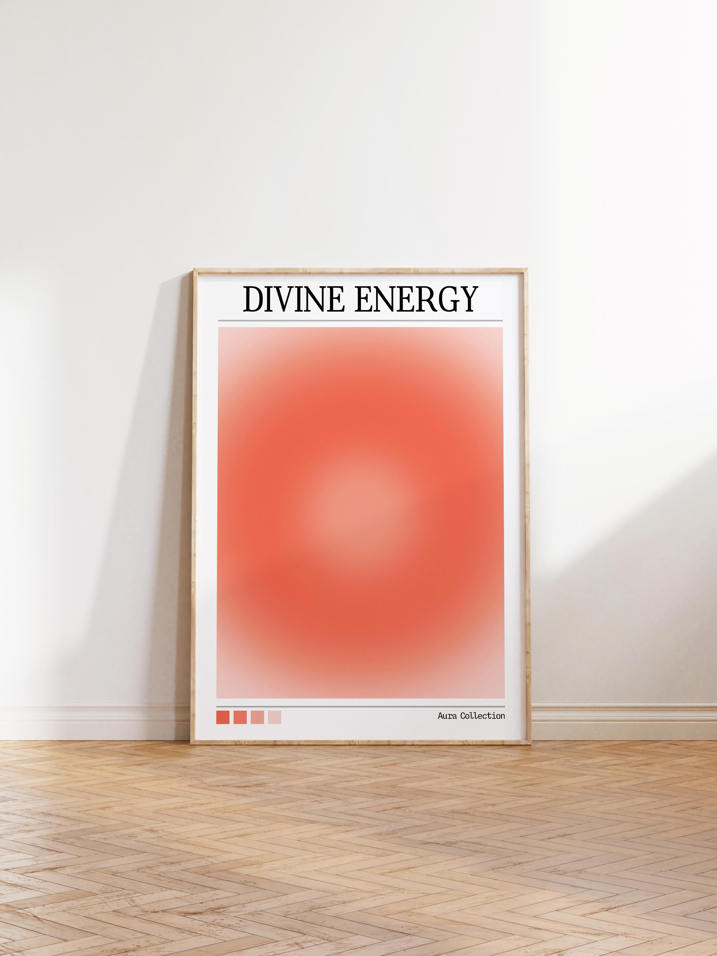 Çerçevesiz Poster, Aura Serisi NO:34 - Divine Energy, Turuncu Aura, Melek Numaraları, Renkli Poster
