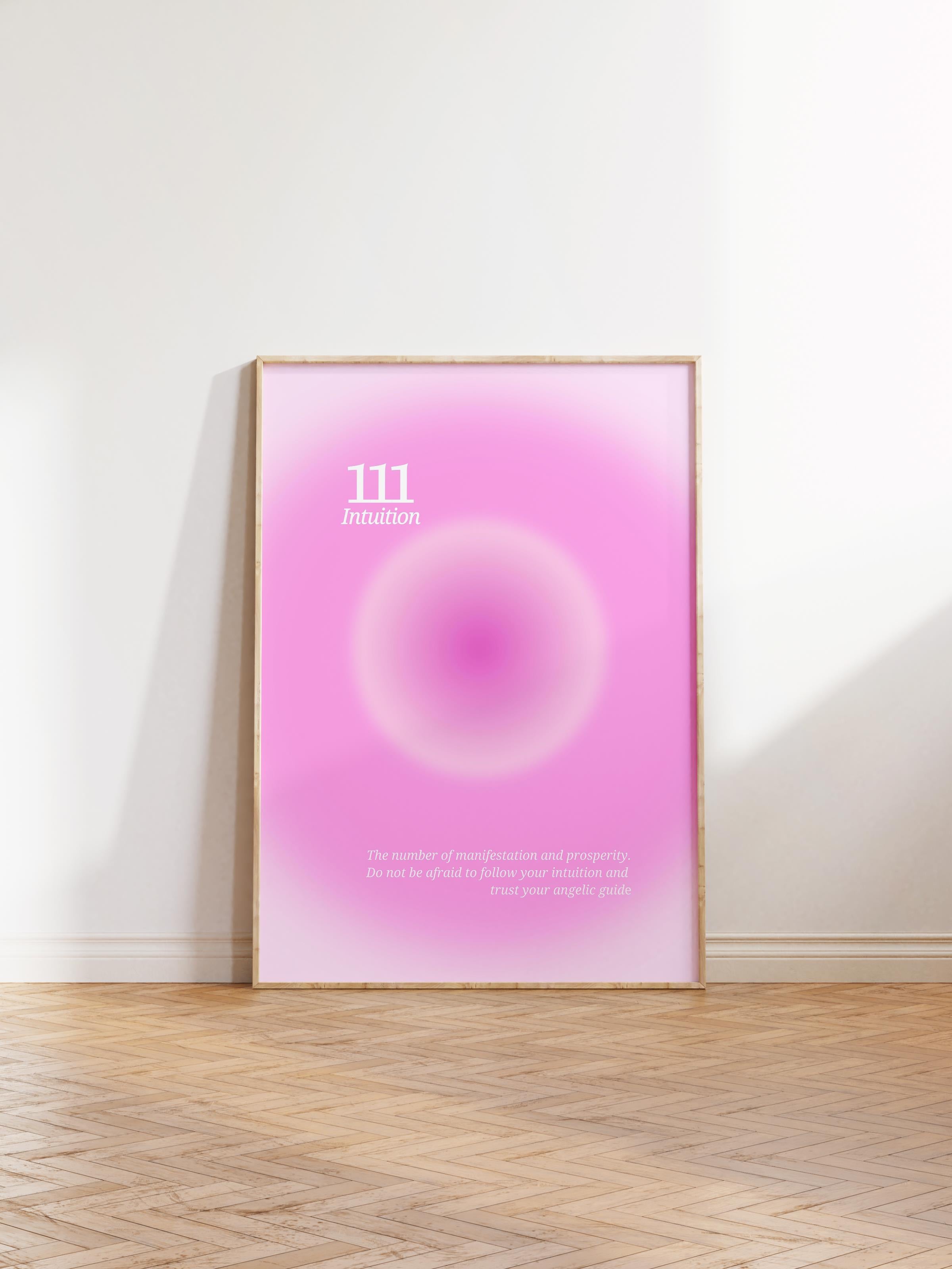 Çerçevesiz Poster, Aura Serisi NO:40 - 111 - Pembe Aura, Melek Numaraları, Renkli Poster