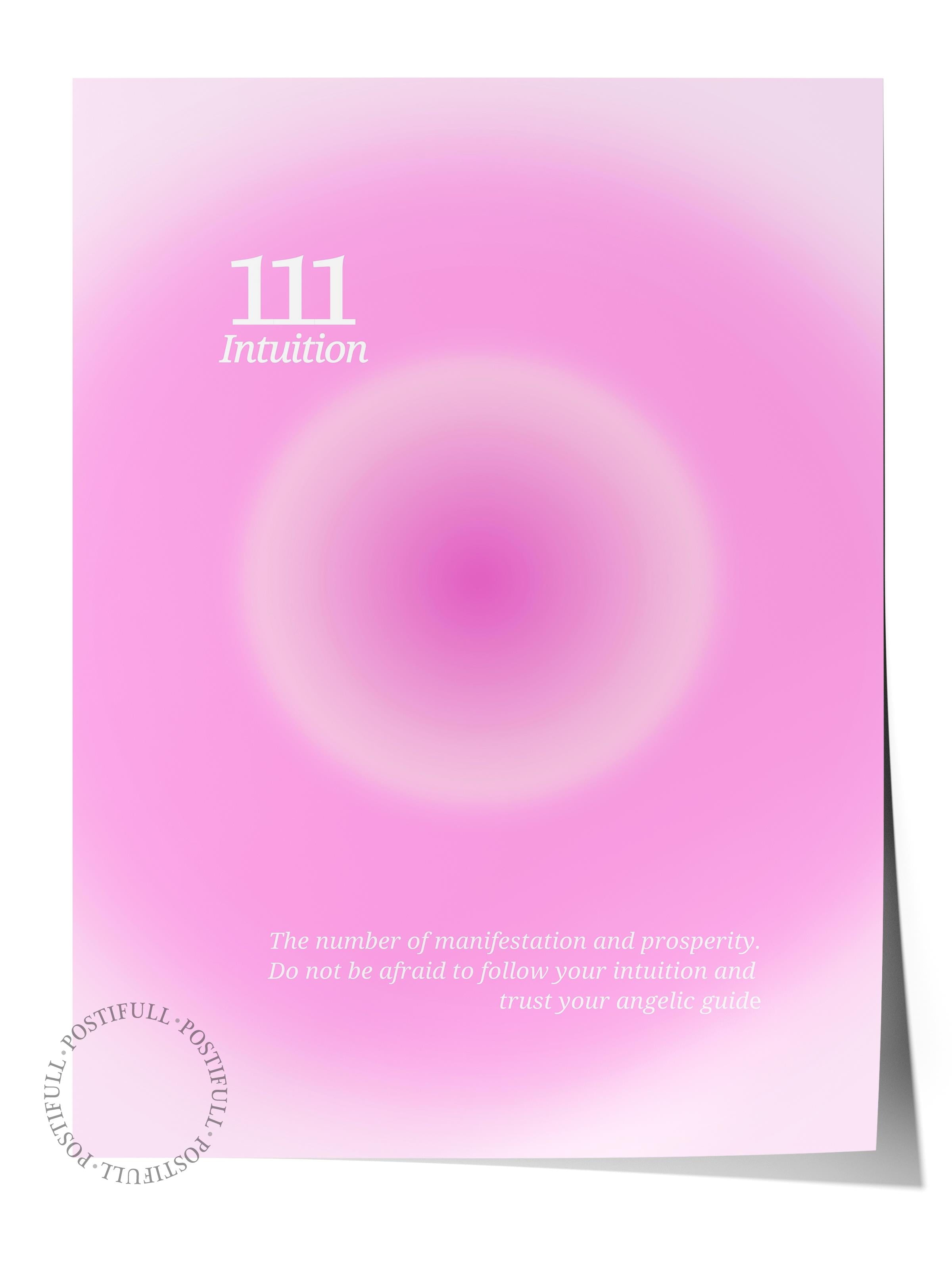 Çerçevesiz Poster, Aura Serisi NO:40 - 111 - Pembe Aura, Melek Numaraları, Renkli Poster