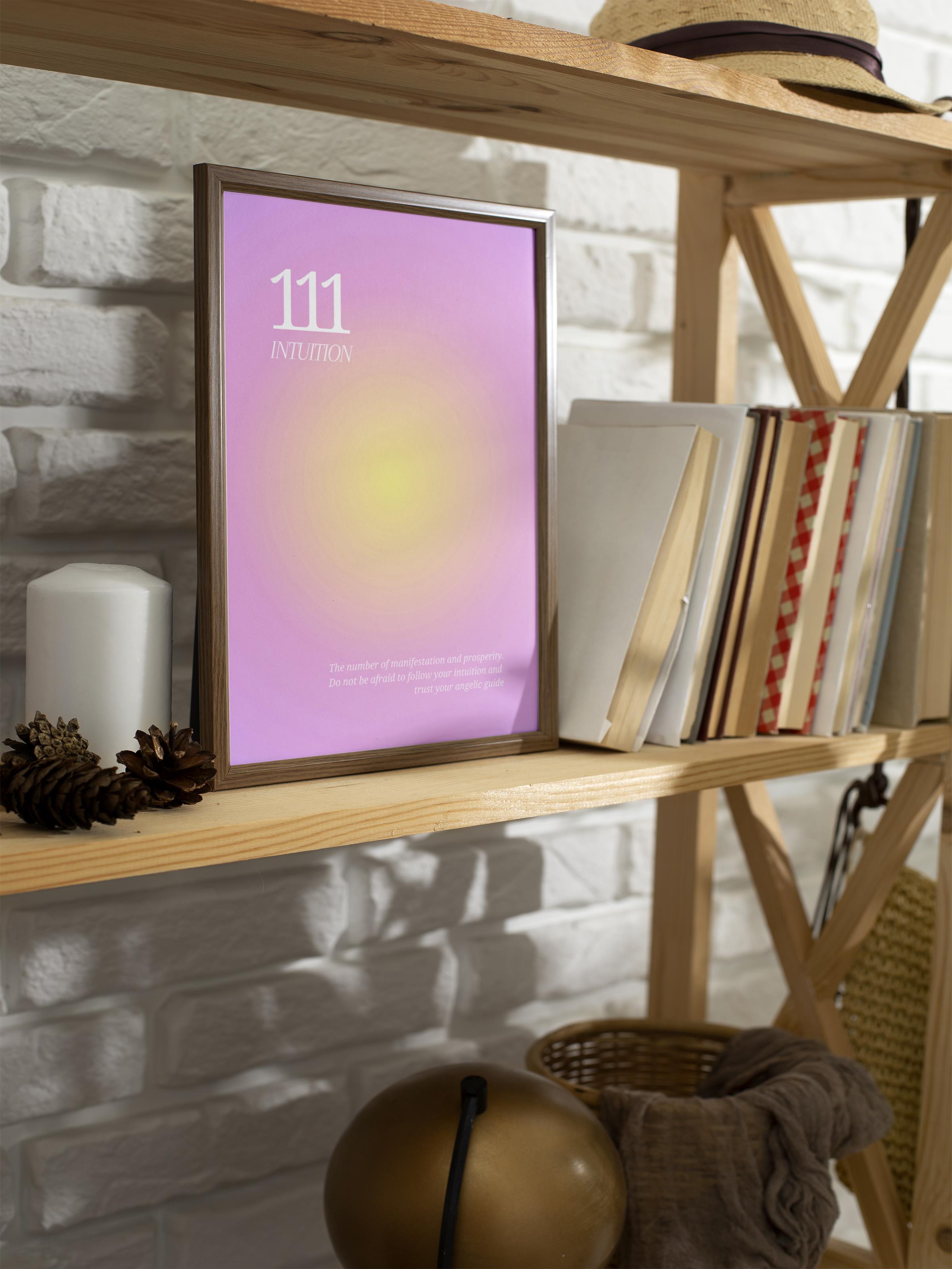 Çerçevesiz Poster, Aura Serisi NO:41 - 111 - Pembe ve Sarı Aura, Melek Numaraları, Renkli Poster