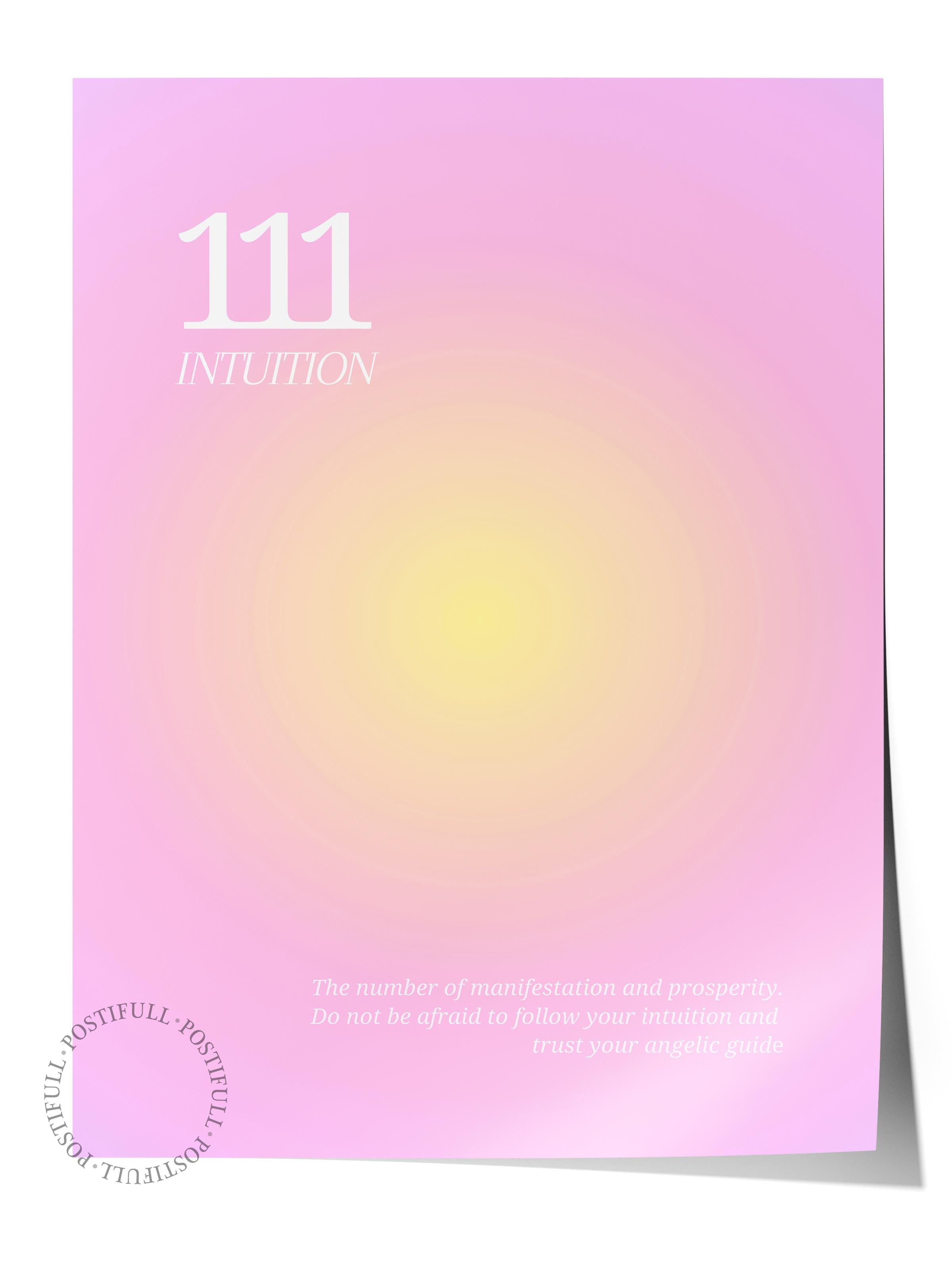Çerçevesiz Poster, Aura Serisi NO:41 - 111 - Pembe ve Sarı Aura, Melek Numaraları, Renkli Poster