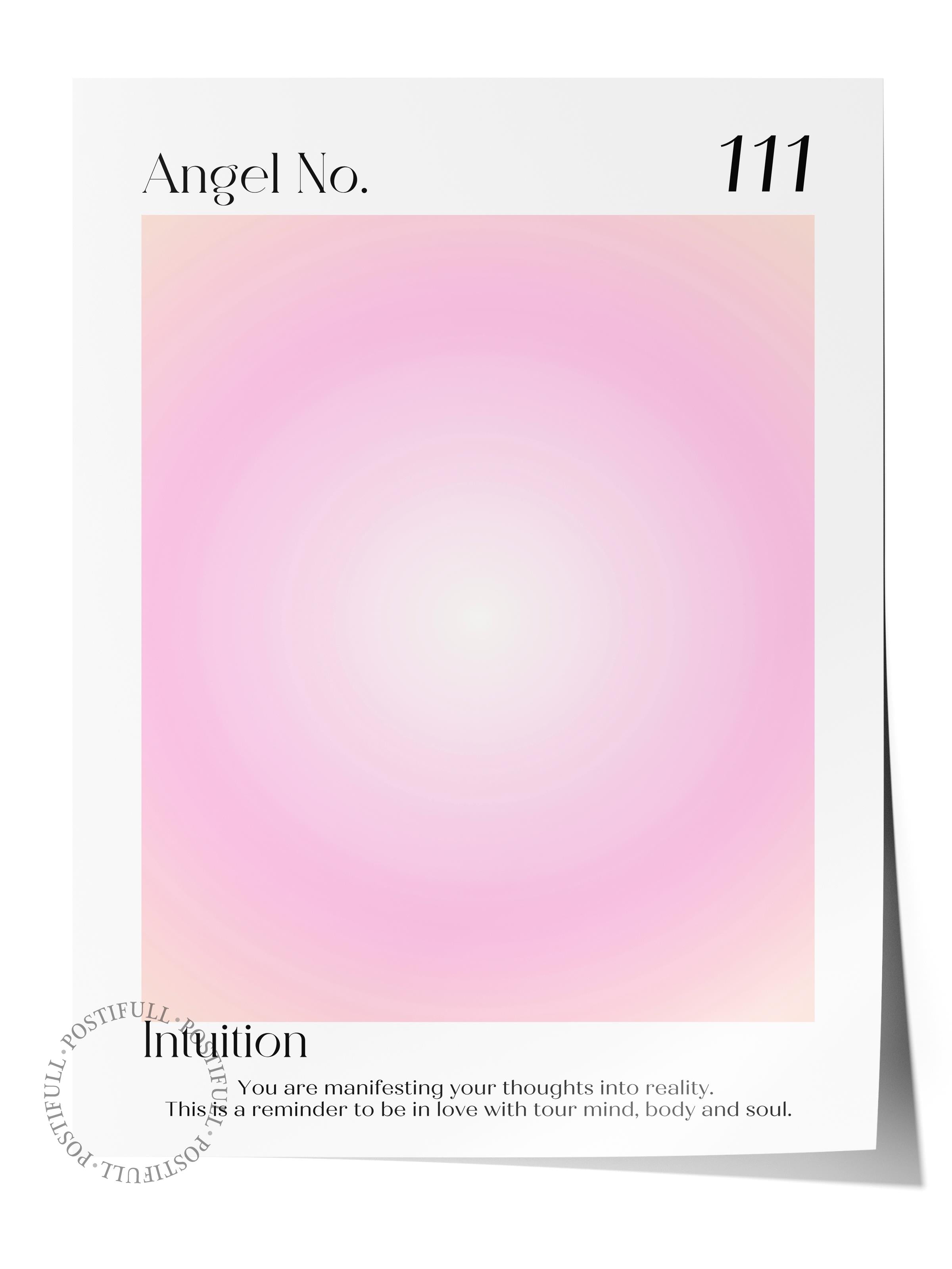 Çerçevesiz Poster, Aura Serisi NO:45 - 111 - Pembe Daire Aura, Melek Numaraları, Renkli Poster
