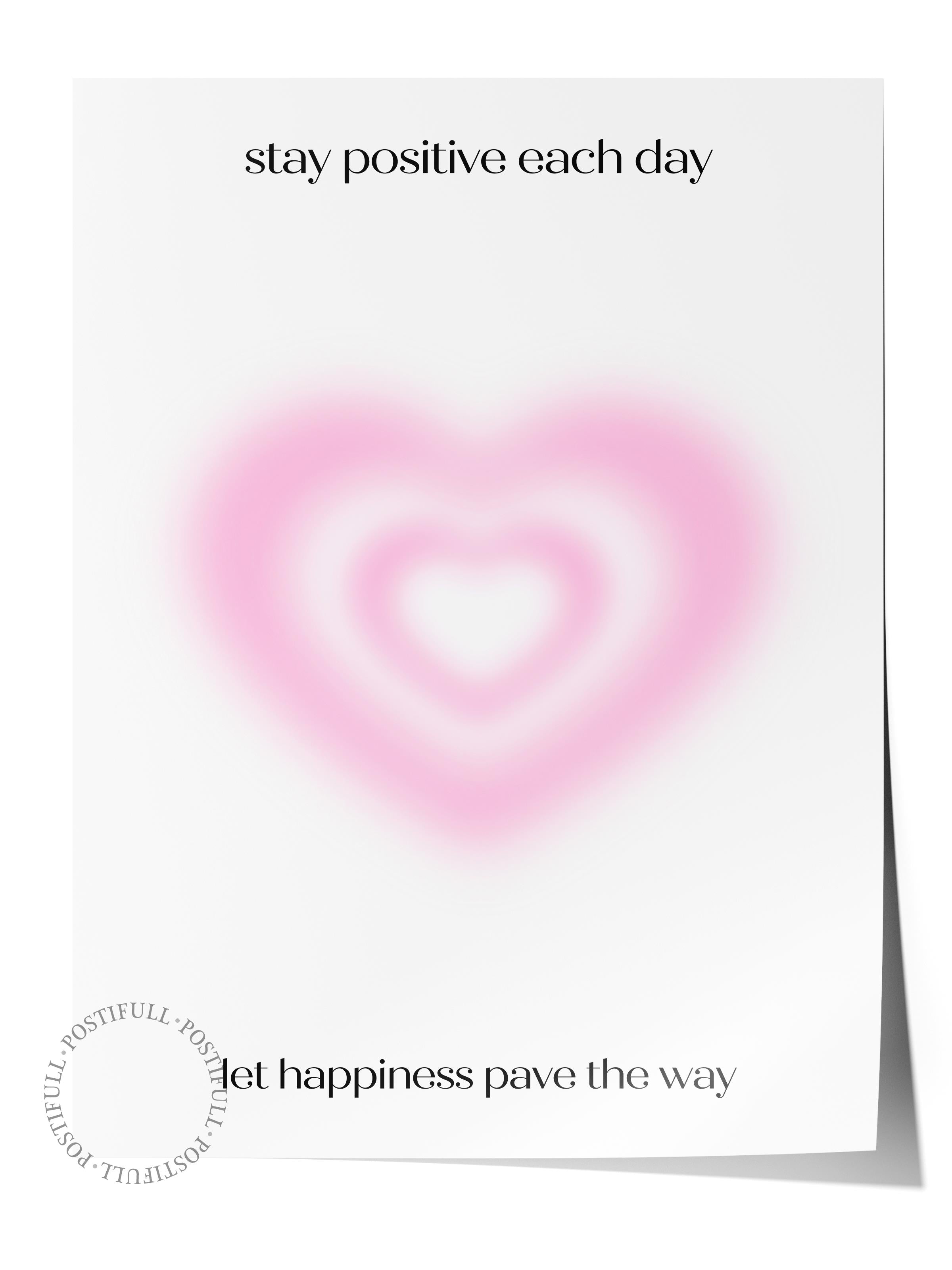 Çerçevesiz Poster, Aura Serisi NO:50 - Stay Positive Each Day, Melek Numaraları, Renkli Poster