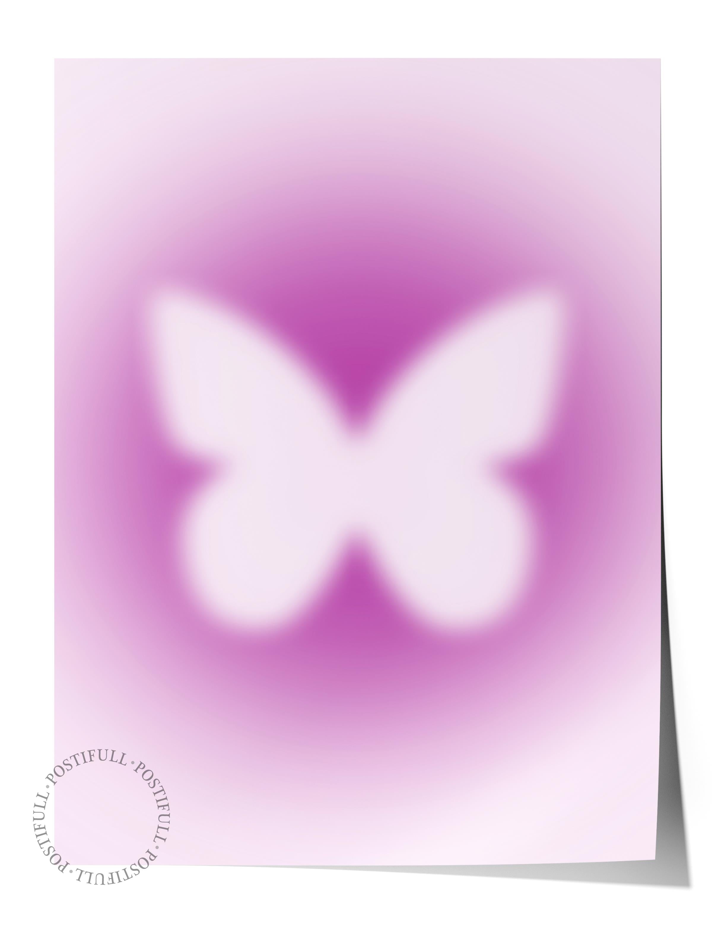 Çerçevesiz Poster, Aura Serisi NO:71 - Mor Kelebek Aura, Melek Numaraları, Renkli Poster