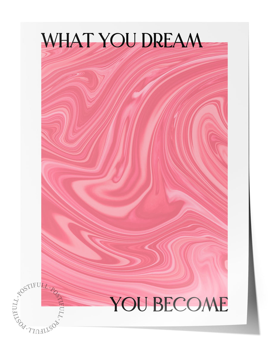 Pembe Mermer Desenli Motivasyon Sözü Aura Çerçevesiz Poster