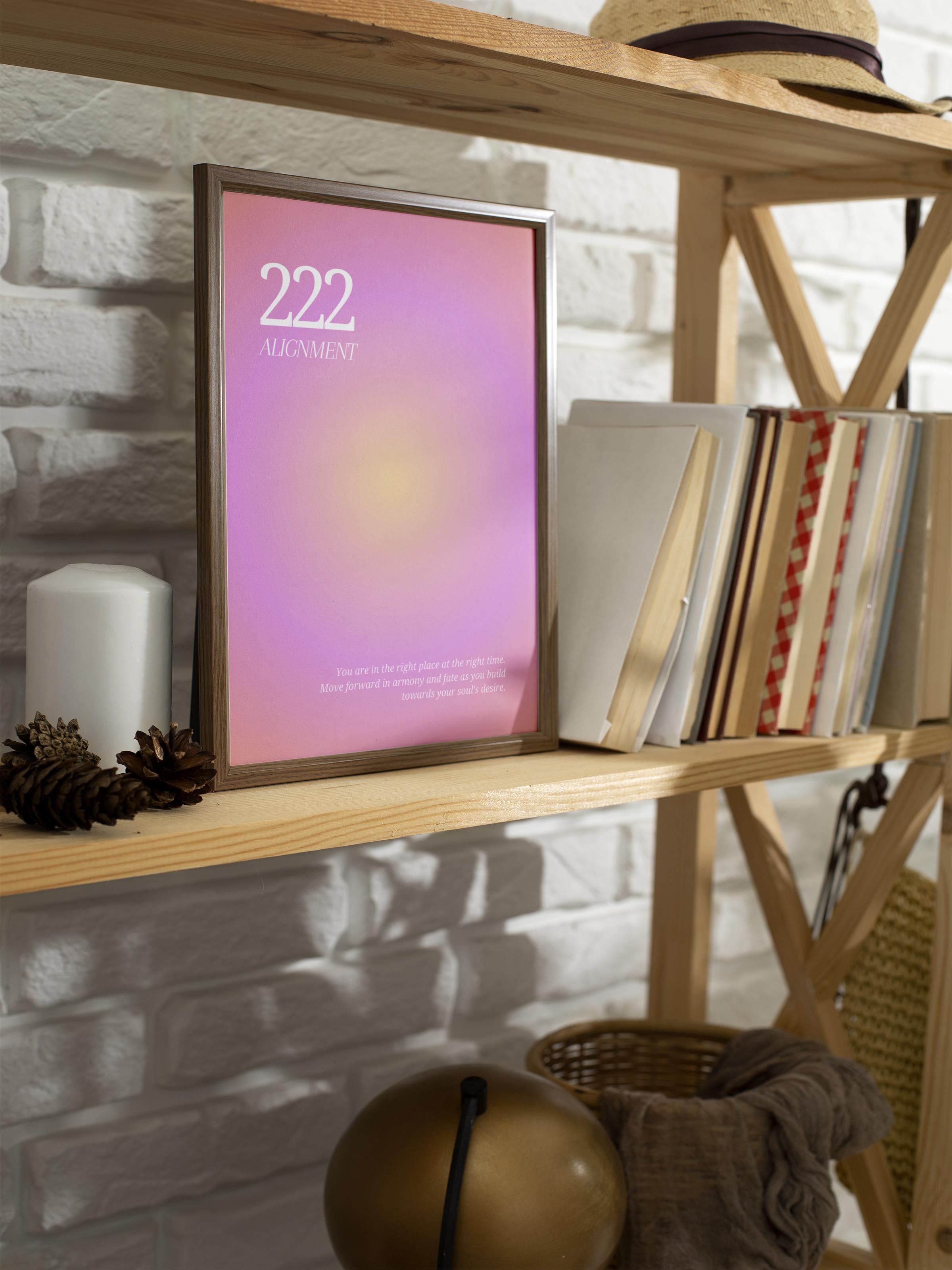 Çerçevesiz Poster, Aura Serisi NO:80 - 222 Pembe Aure, Melek Numaraları, Renkli Poster