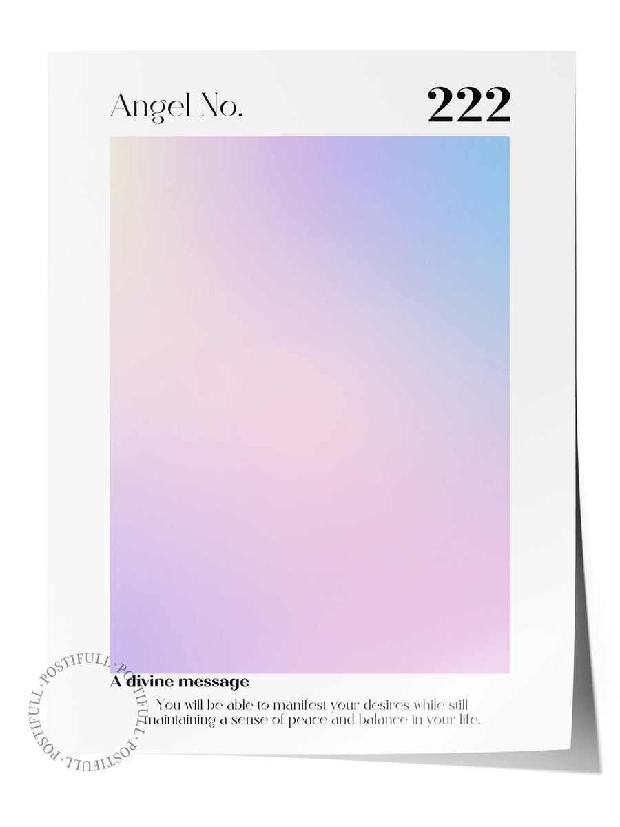 Melek Sayısı 222 Pastel Gradyan Aura Çerçevesiz Poster