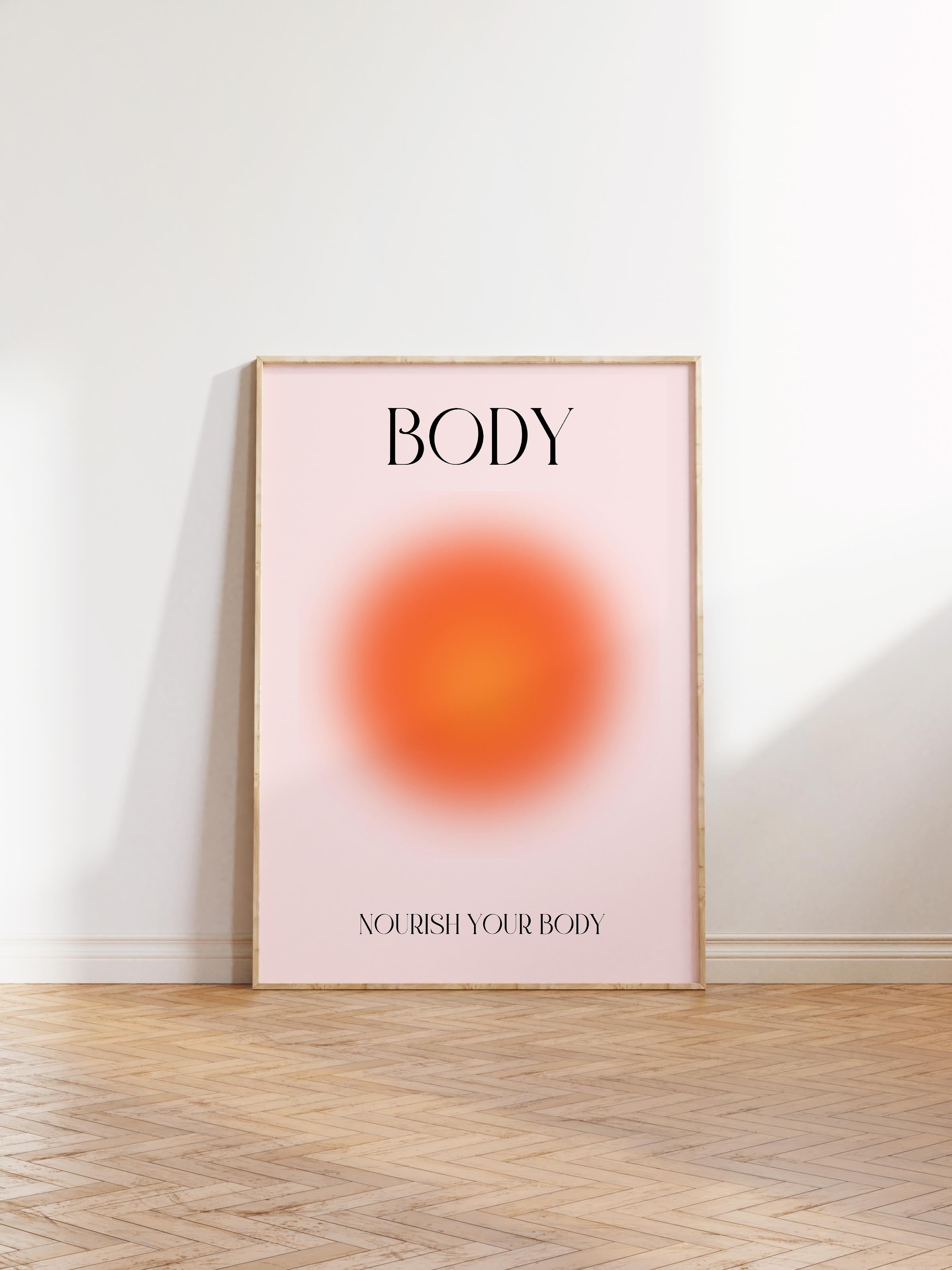 Çerçevesiz Poster, Aura Serisi NO:94 - Body Turuncu, Melek Numaraları, Renkli Poster