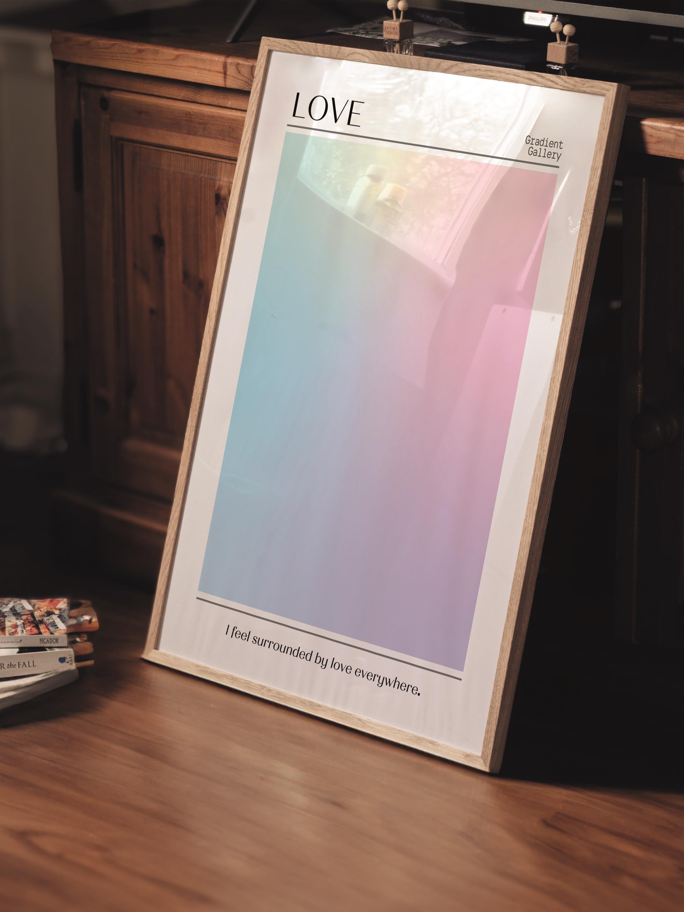 Çerçevesiz Poster, Aura Serisi NO:96 - Love, Melek Numaraları, Renkli Poster