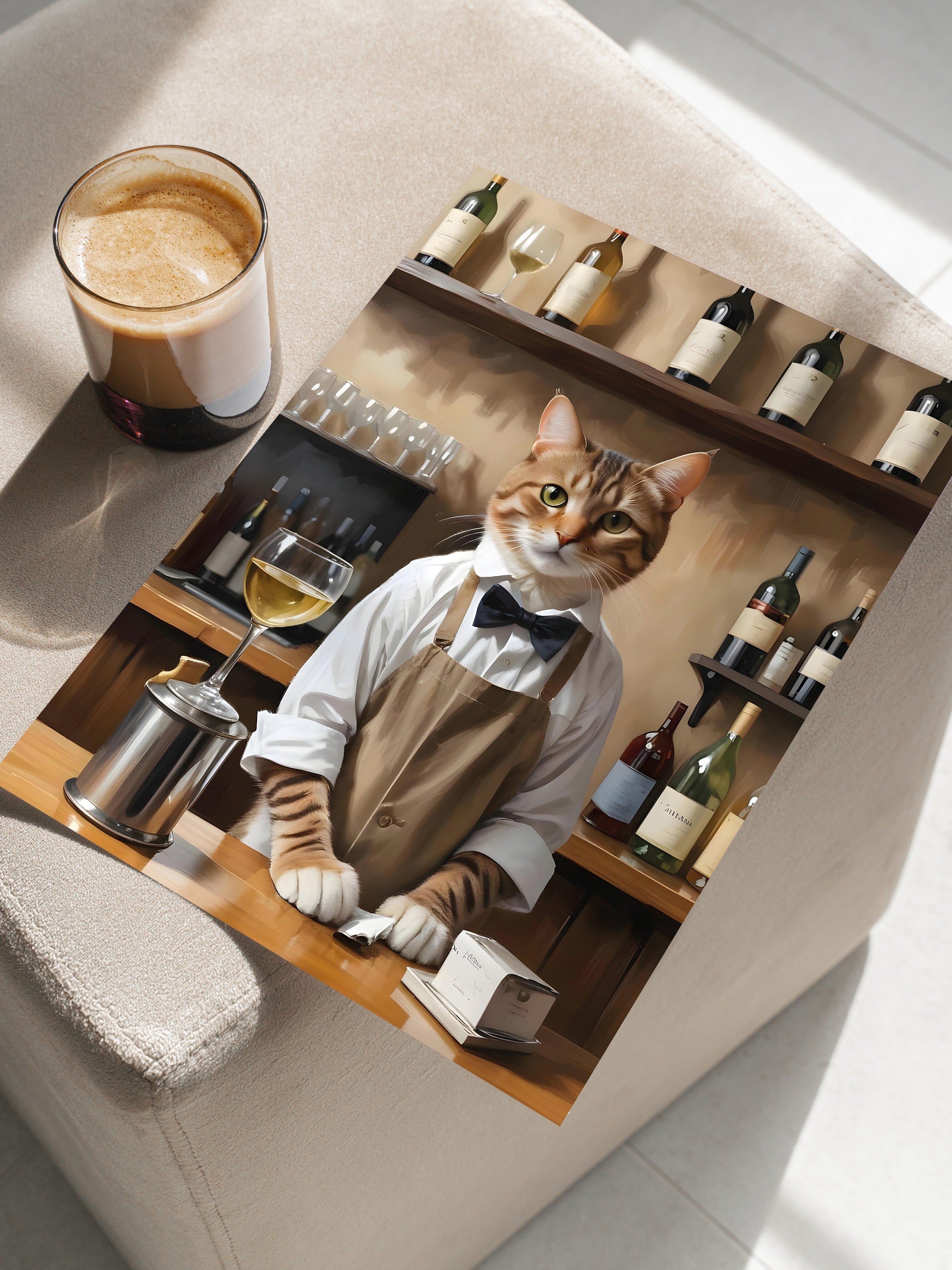 Çerçevesiz Poster, Barista Cat, Comfort Serisi Duvar Posteri, NO:108928