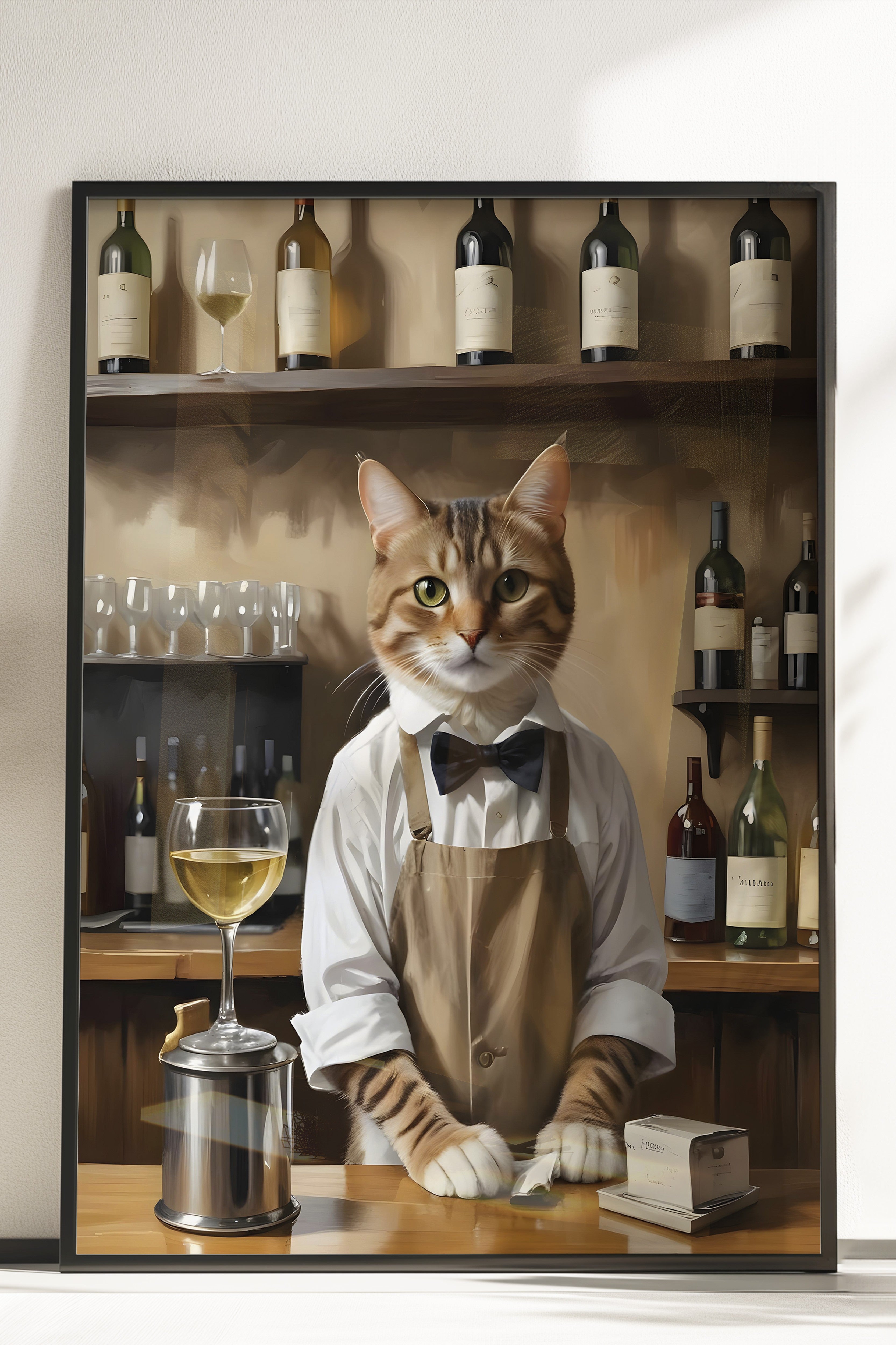 Çerçevesiz Poster, Barista Cat, Comfort Serisi Duvar Posteri, NO:108928
